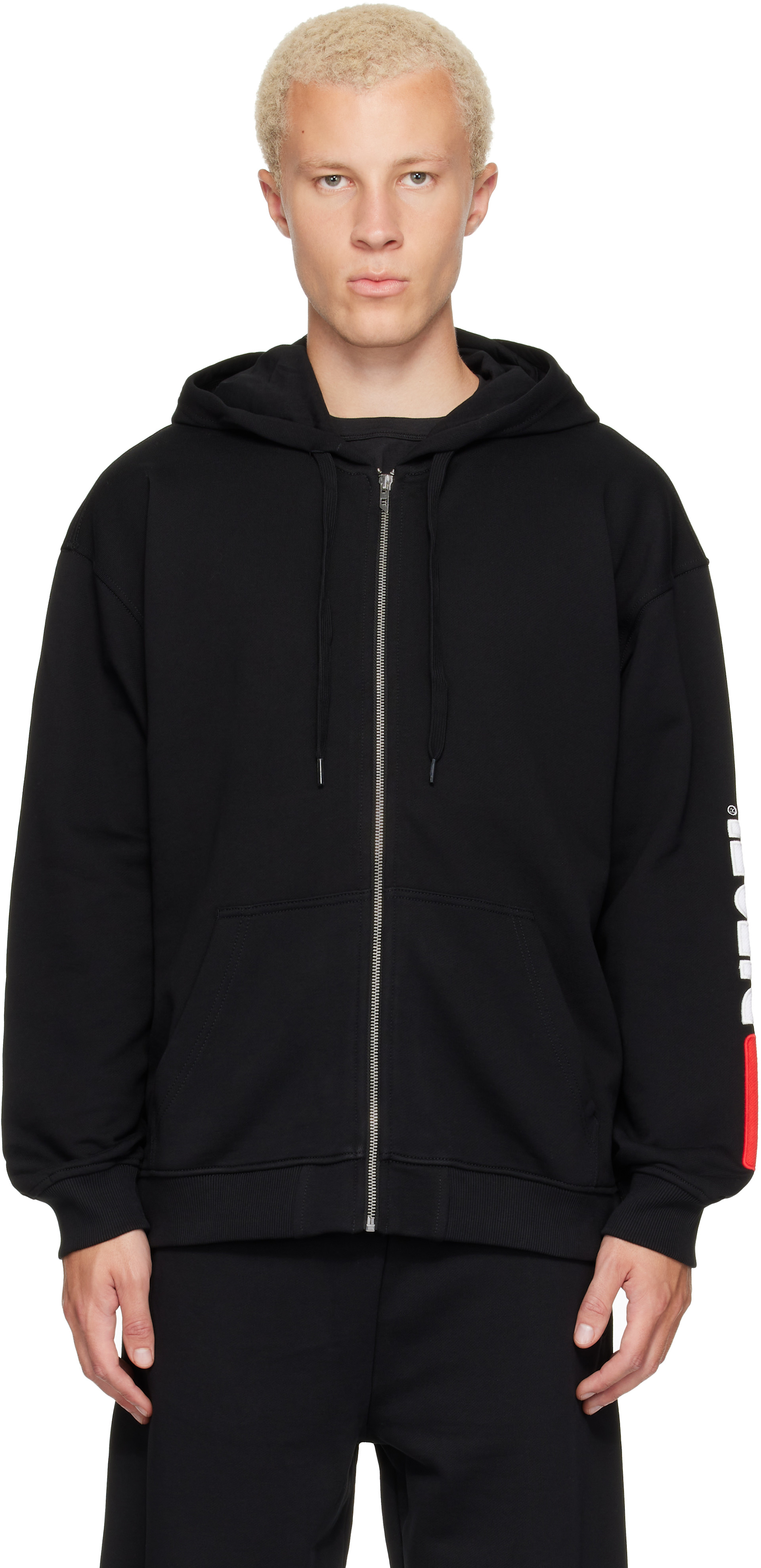 Diesel - Pull à capuche droit noir à glissière