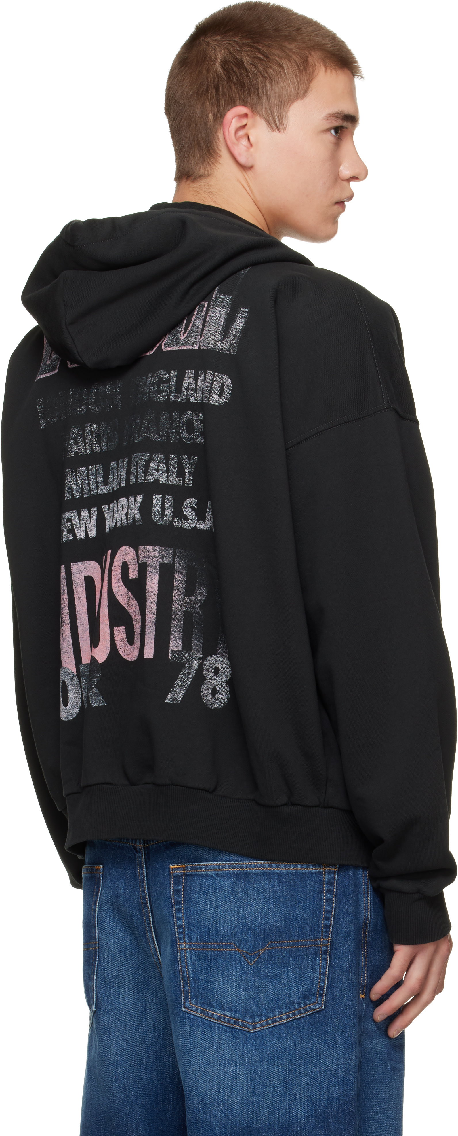Diesel - Pull à capuche S-Will noir à glissière