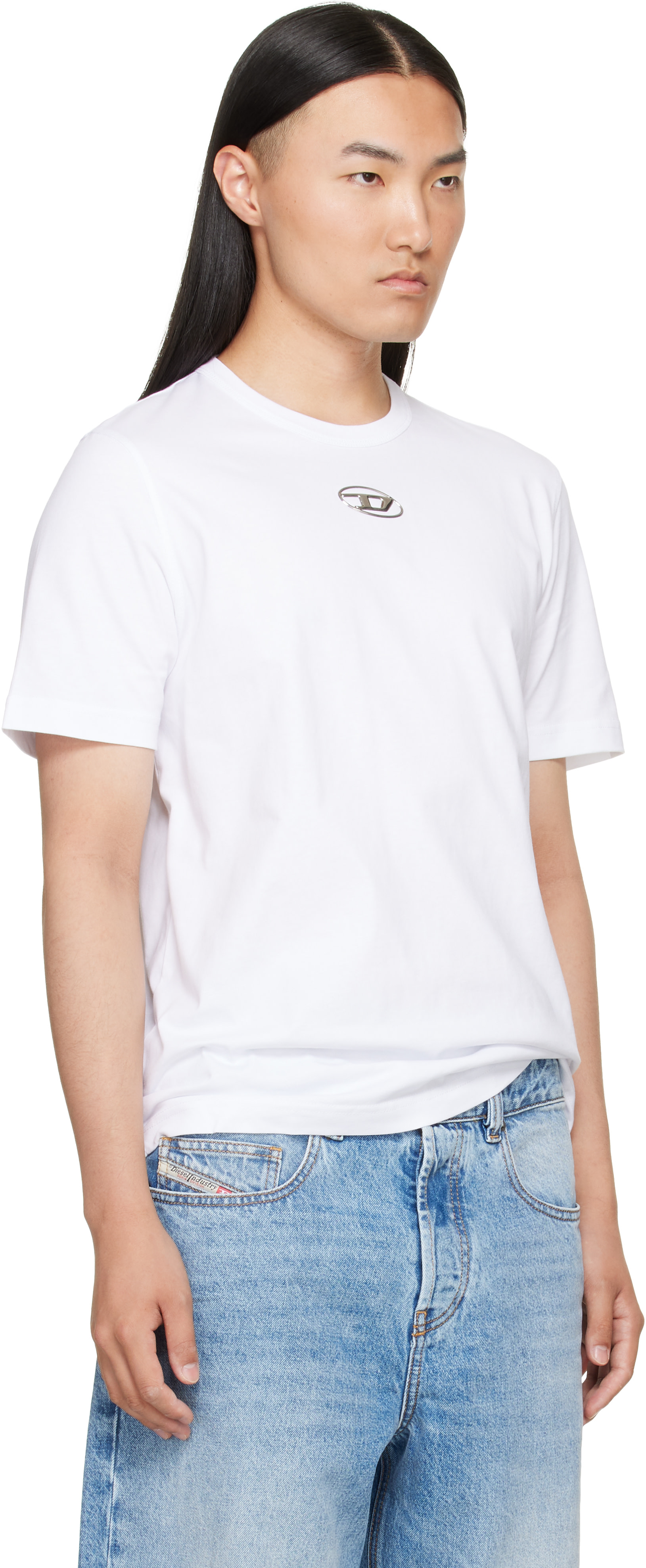 Diesel: ホワイト Metallic Oval D Tシャツ | SSENSE 日本