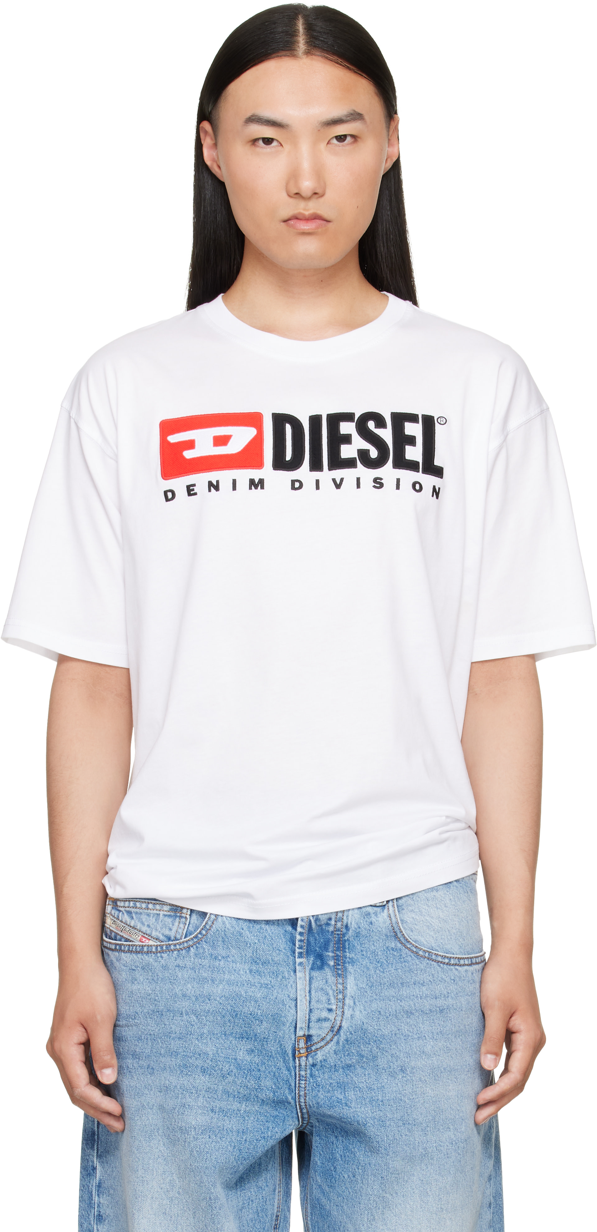 DIESEL ロゴTシャツ Diesel: ホワイト Diesel Patch Logo Tシャツ | SSENSE 日本