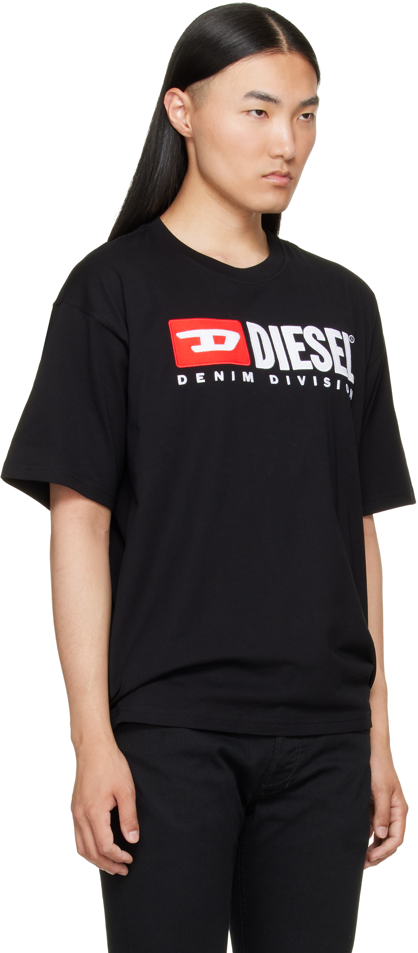 Diesel - 블랙 디젤 패치 로고 티셔츠