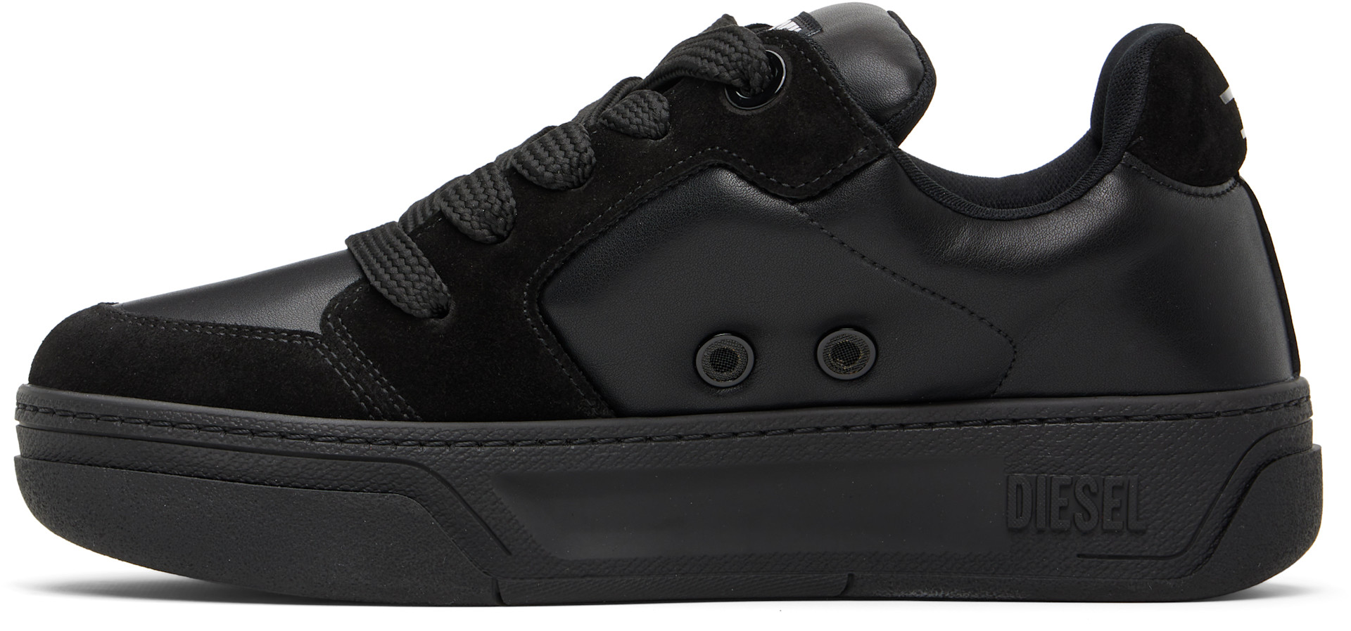 Diesel: Black D-Ollie-Monochrome Sneakers | SSENSE