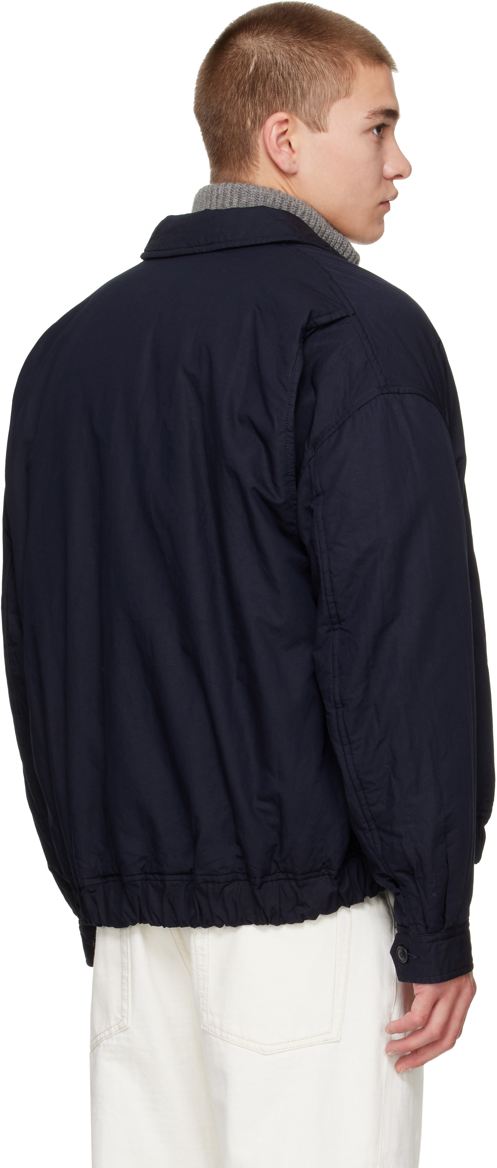 CASEY CASEY - Navy Lin Cot Meaux Blouson Jacket