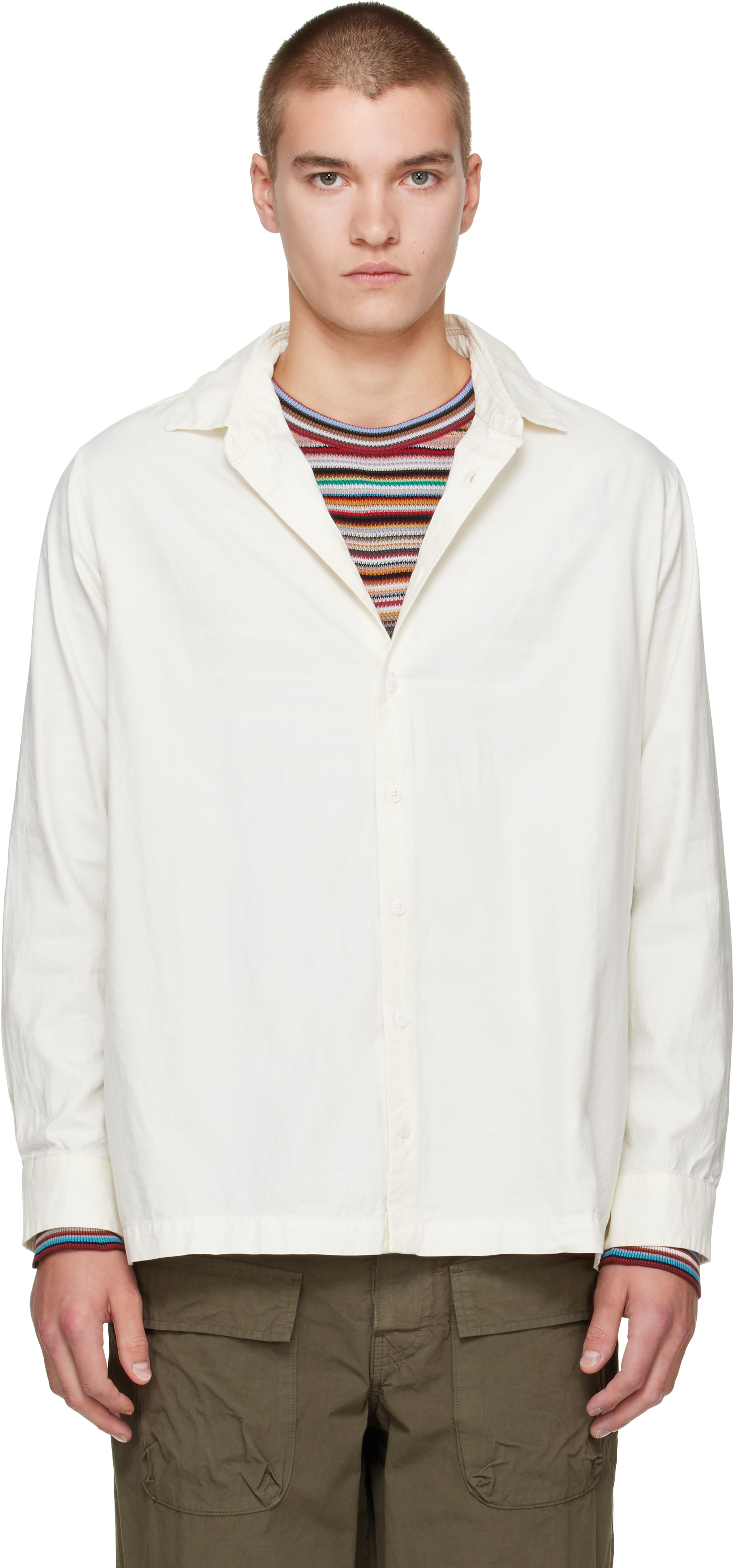 CASEY CASEY - Off-White Twill Cot Cooper Shirt