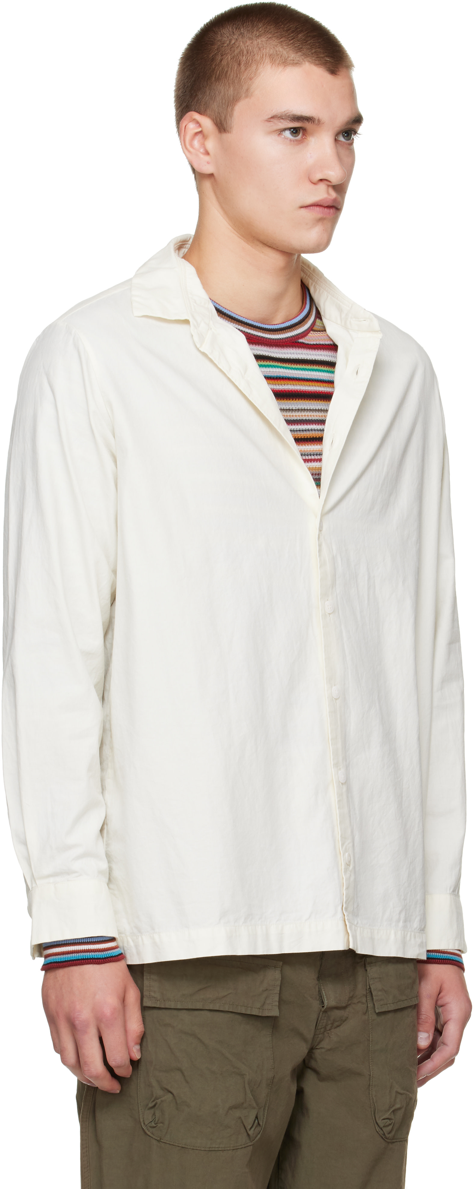 CASEY CASEY - Off-White Twill Cot Cooper Shirt