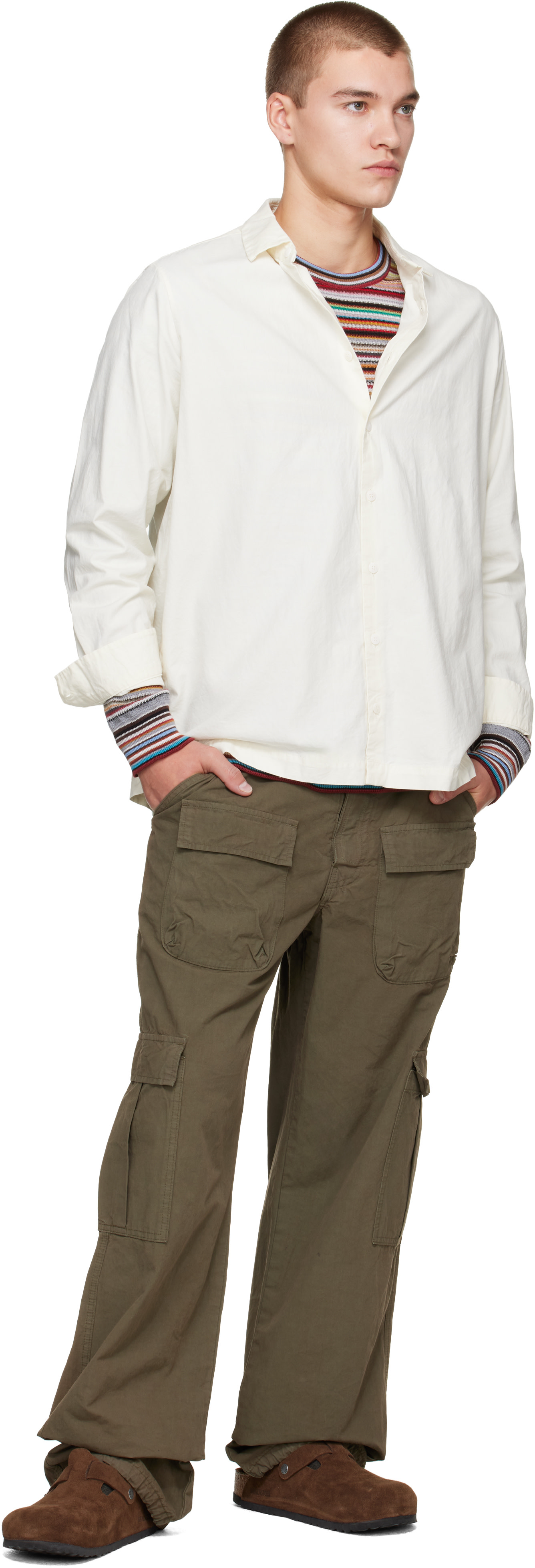 CASEY CASEY - Off-White Twill Cot Cooper Shirt