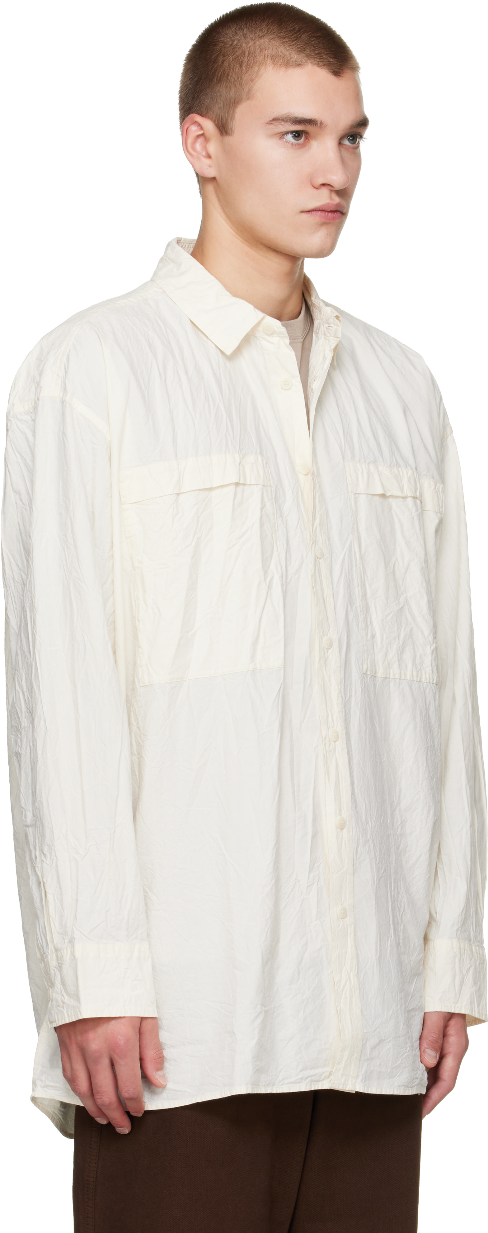 CASEY CASEY - Off-White Unfinished Hamnet Pocket Shirt