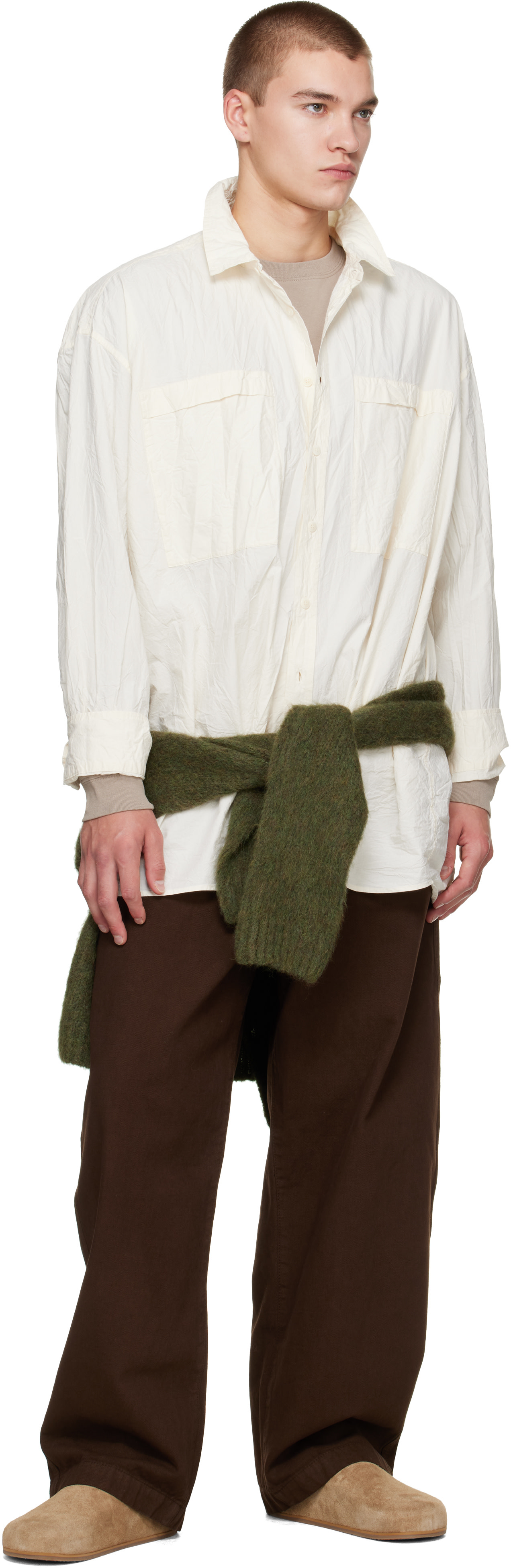 CASEY CASEY - Off-White Unfinished Hamnet Pocket Shirt