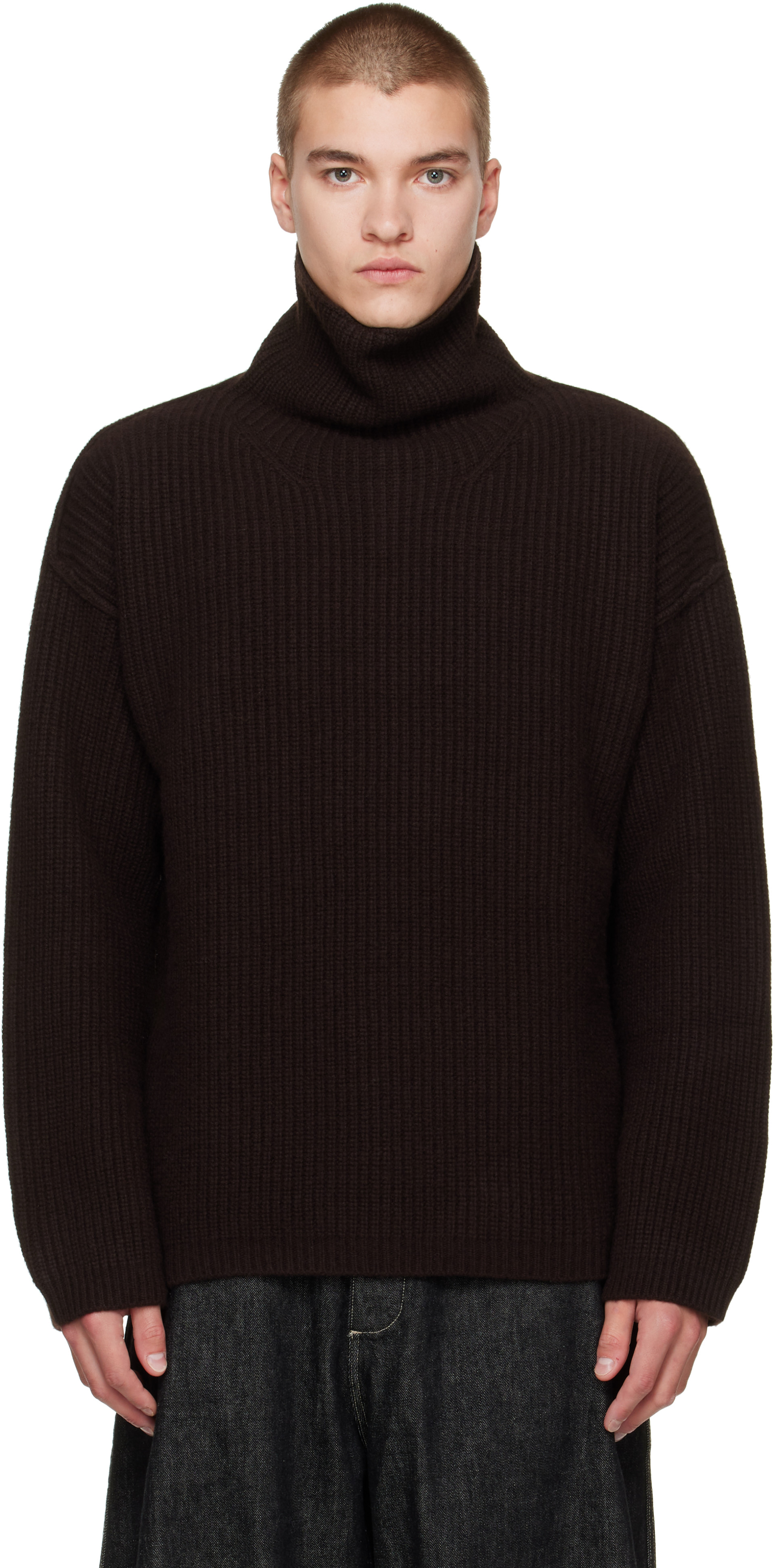 CASEY CASEY - Brown Wool Panno Turtleneck