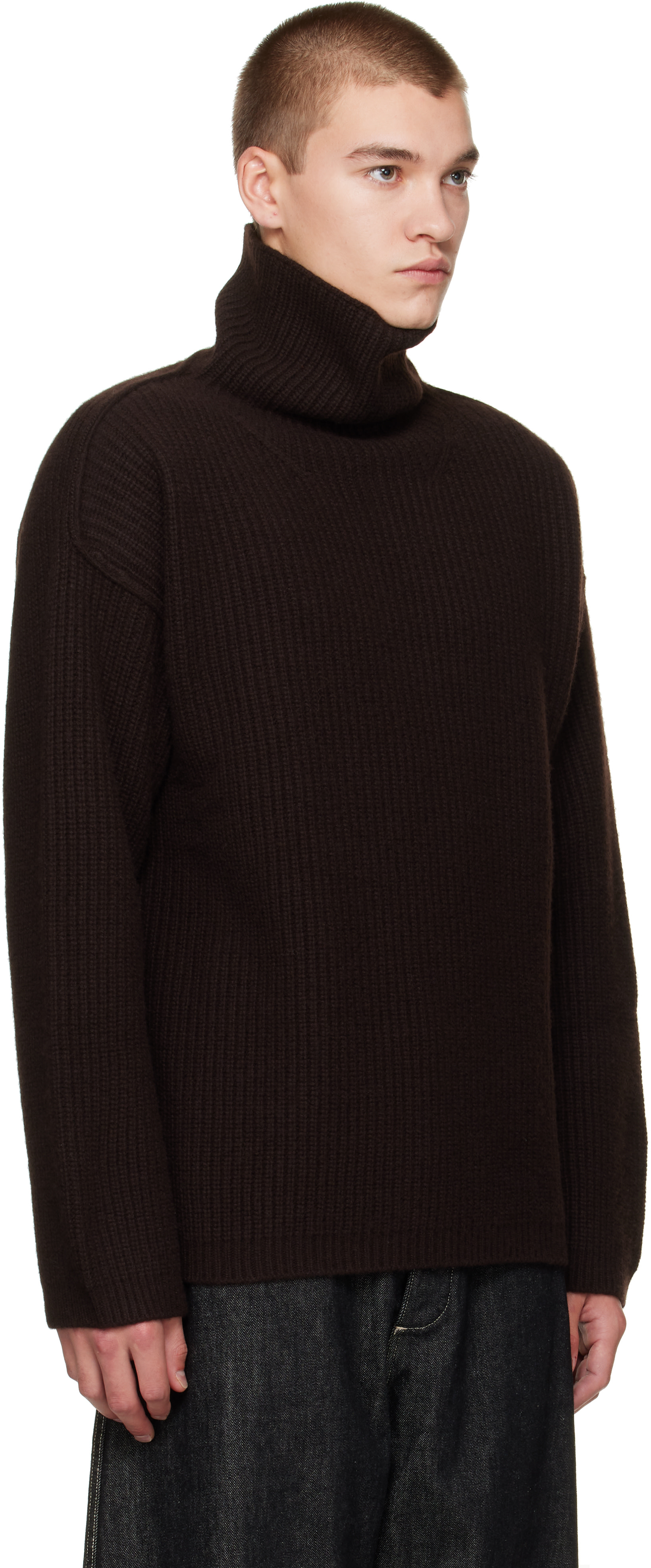 CASEY CASEY - Brown Wool Panno Turtleneck