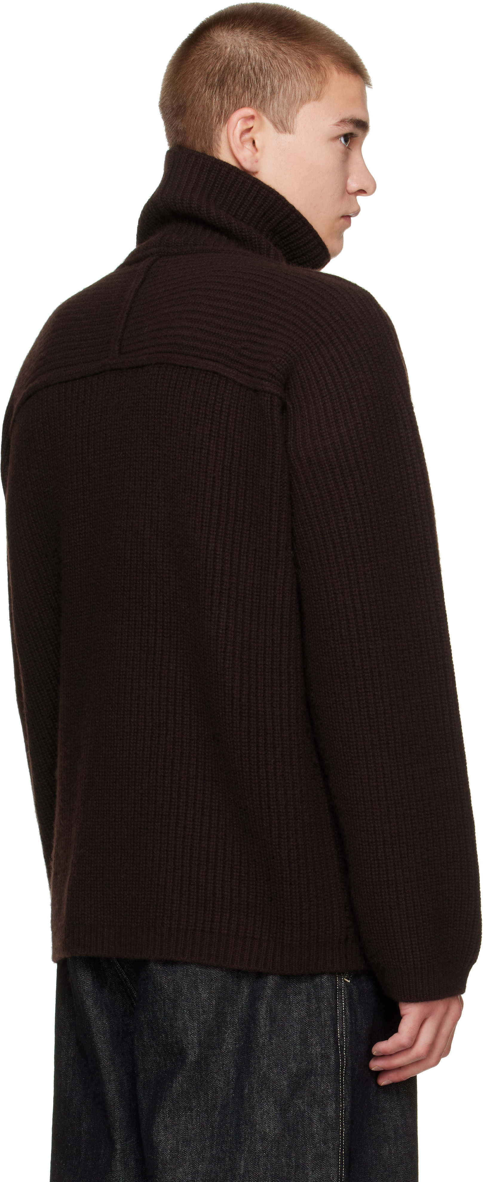 CASEY CASEY - Brown Wool Panno Turtleneck