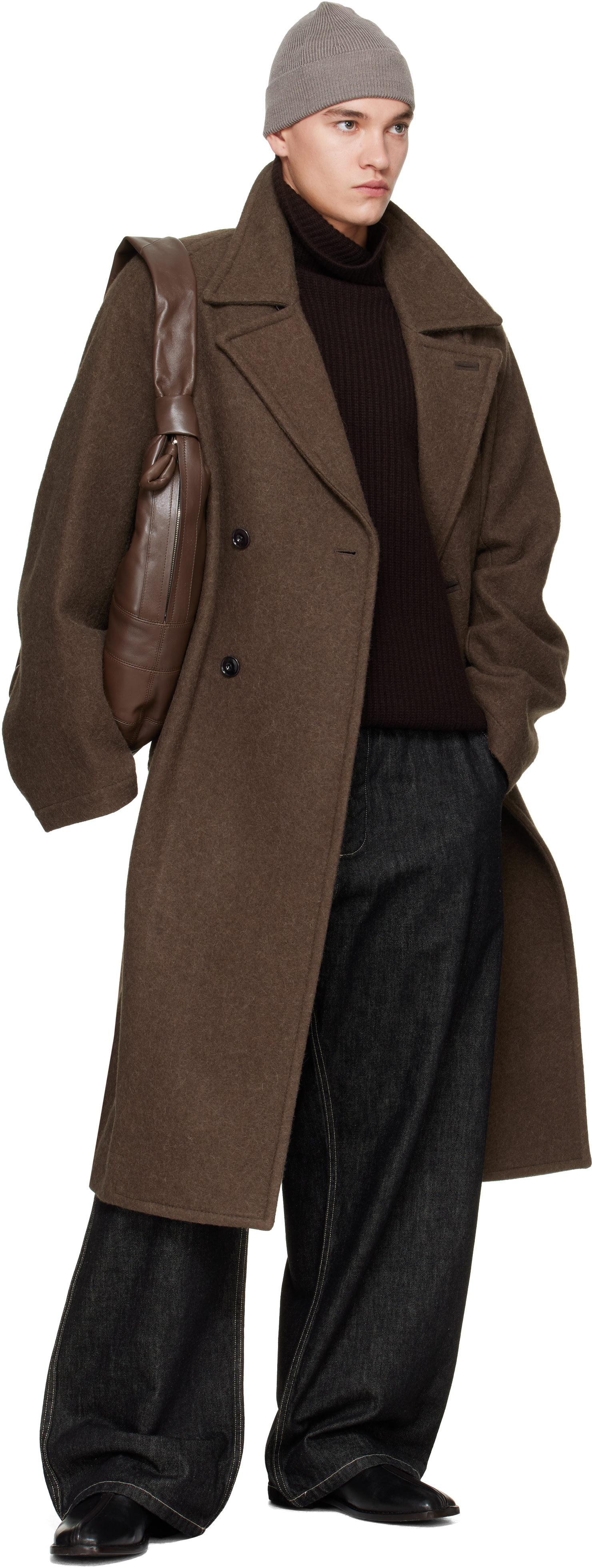 CASEY CASEY - Brown Wool Panno Turtleneck