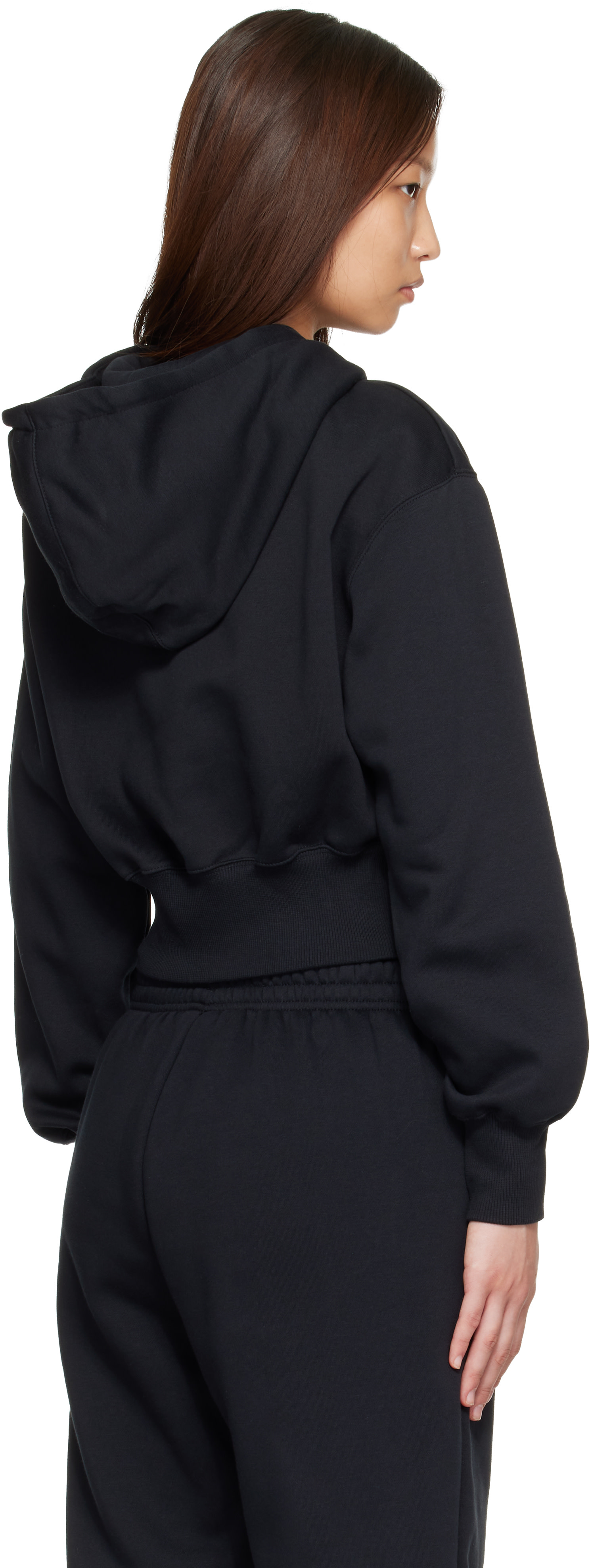 Nike - Pull à capuche de sport écourté noir à glissière - Phoenix