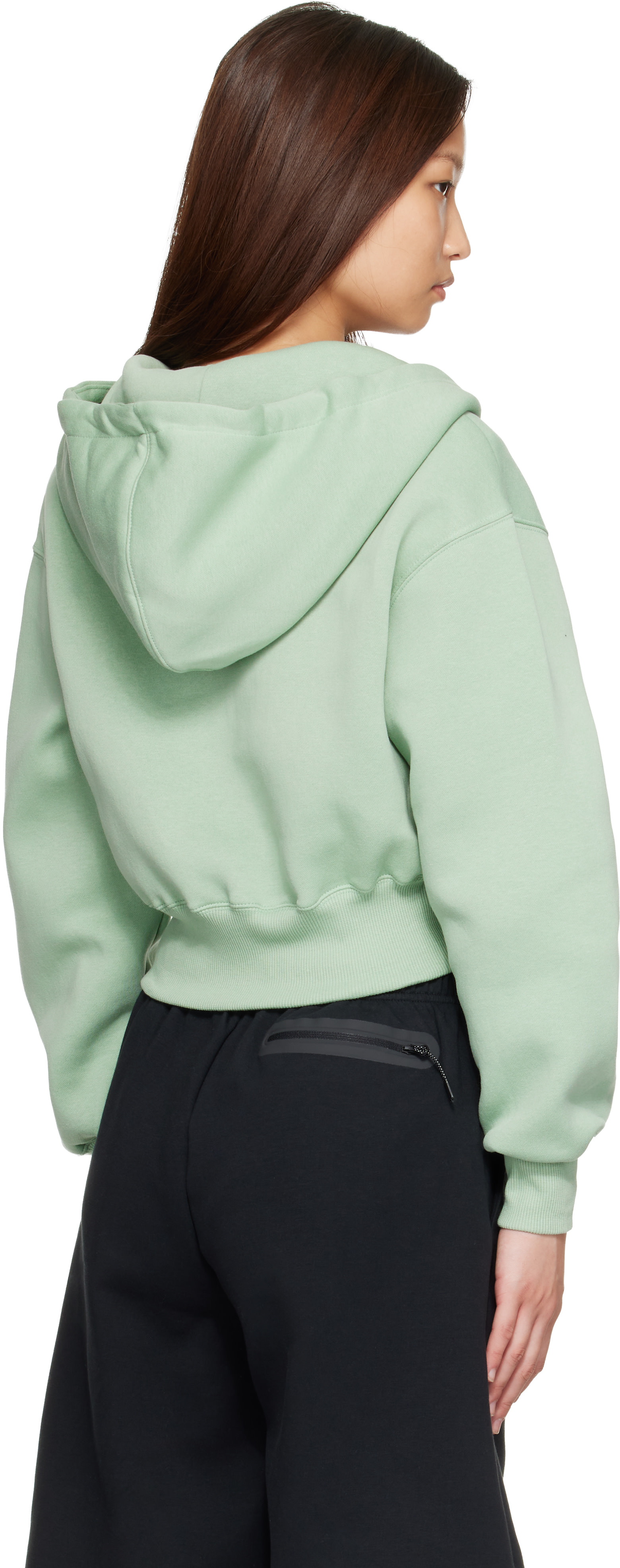 Nike - Pull à capuche de sport écourté vert en molleton - Phoenix