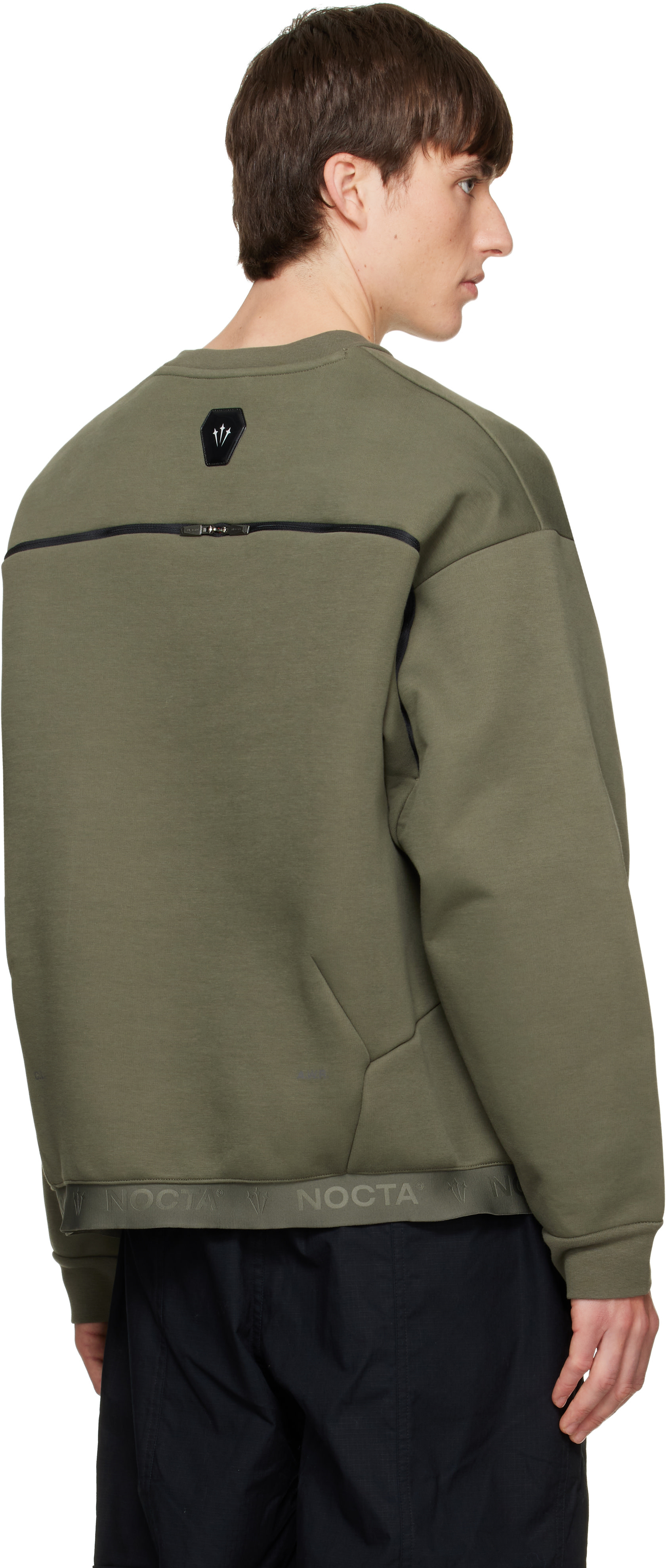 Nike - Pull molletonné trapèze kaki à col ras du cou édition NOTCA