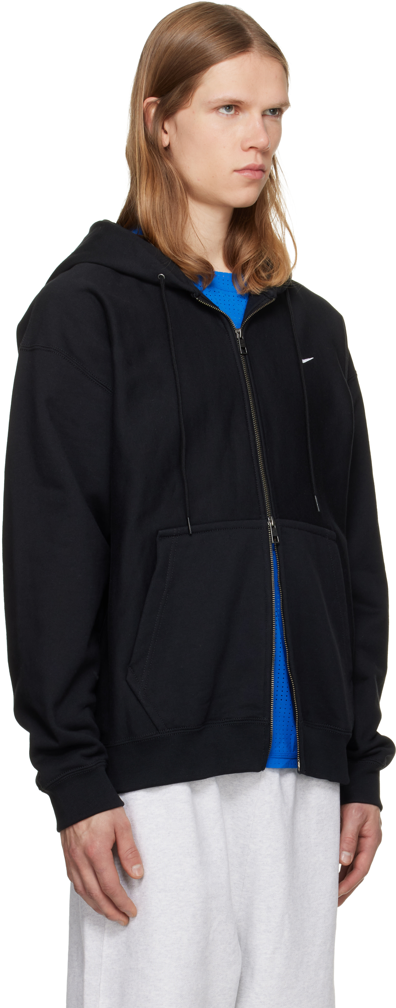 Nike - Pull à capuche noir en molleton à 'Swoosh' et à glissière