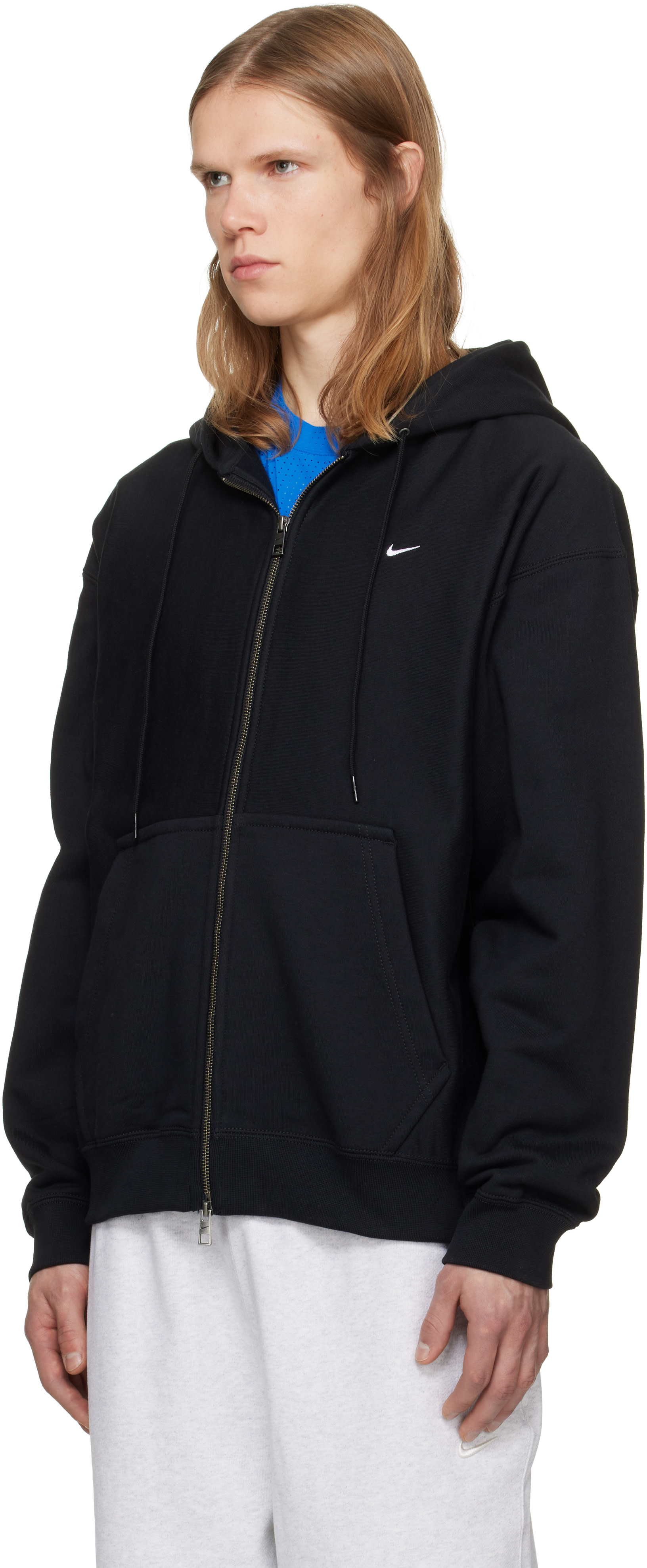Nike - Pull à capuche noir en molleton à 'Swoosh' et à glissière