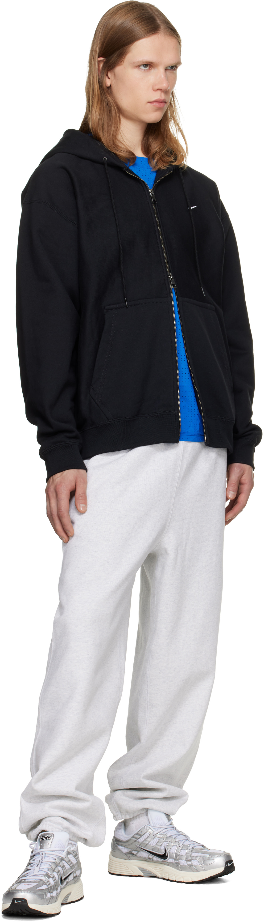 Nike - Pull à capuche noir en molleton à 'Swoosh' et à glissière