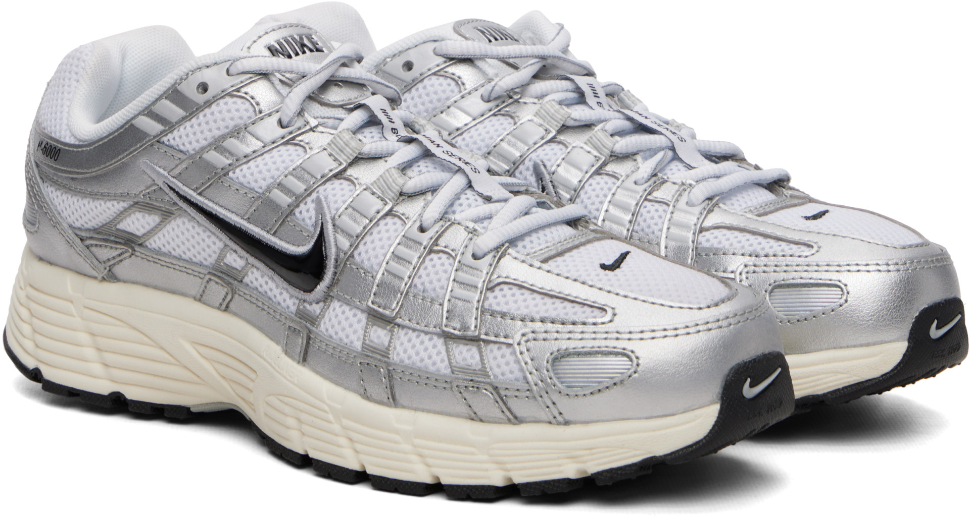 Nike - White & Silver P-6000 Sneakers