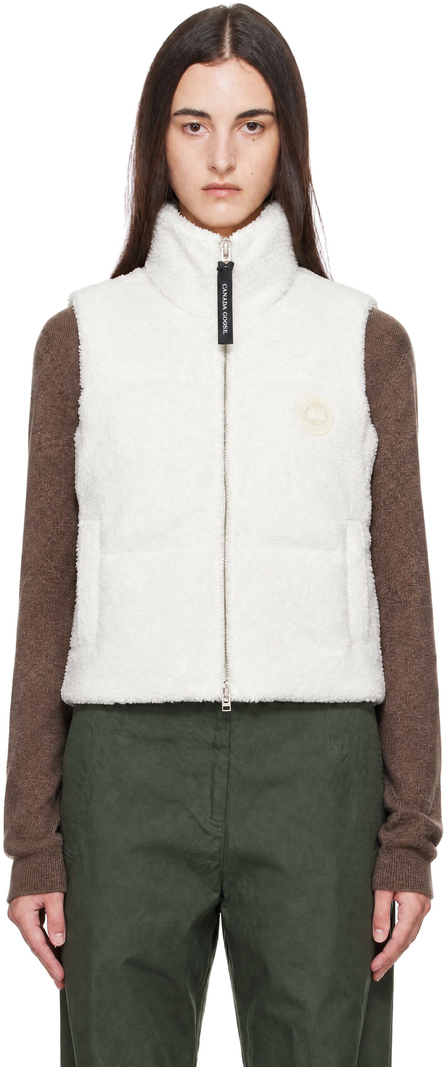 Canada Goose: Off-White Fallon Fleece Puffer Down Vest | SSENSE