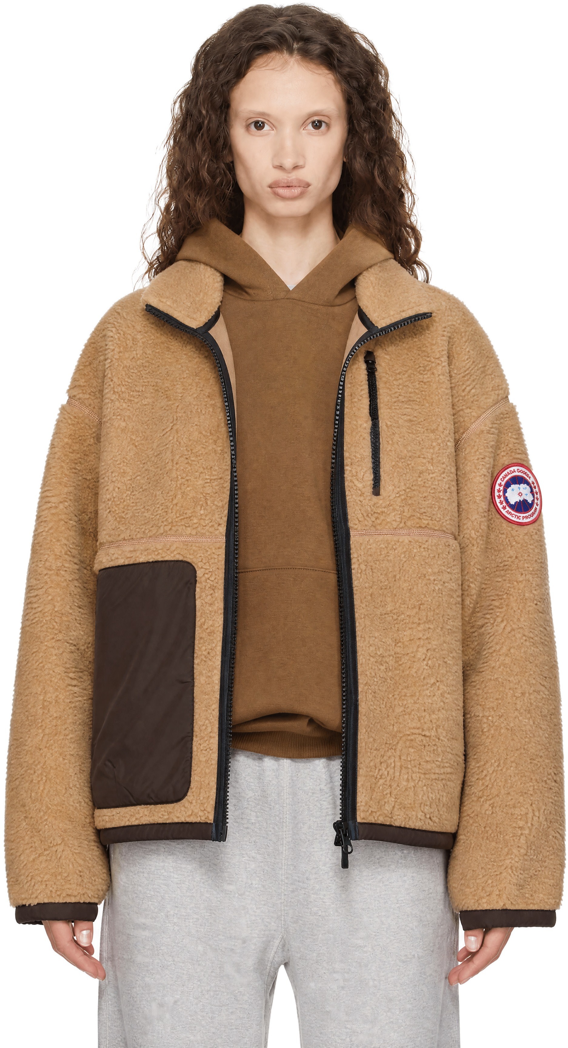 Canada Goose - Blouson Simcoe beige en molleton à glissière