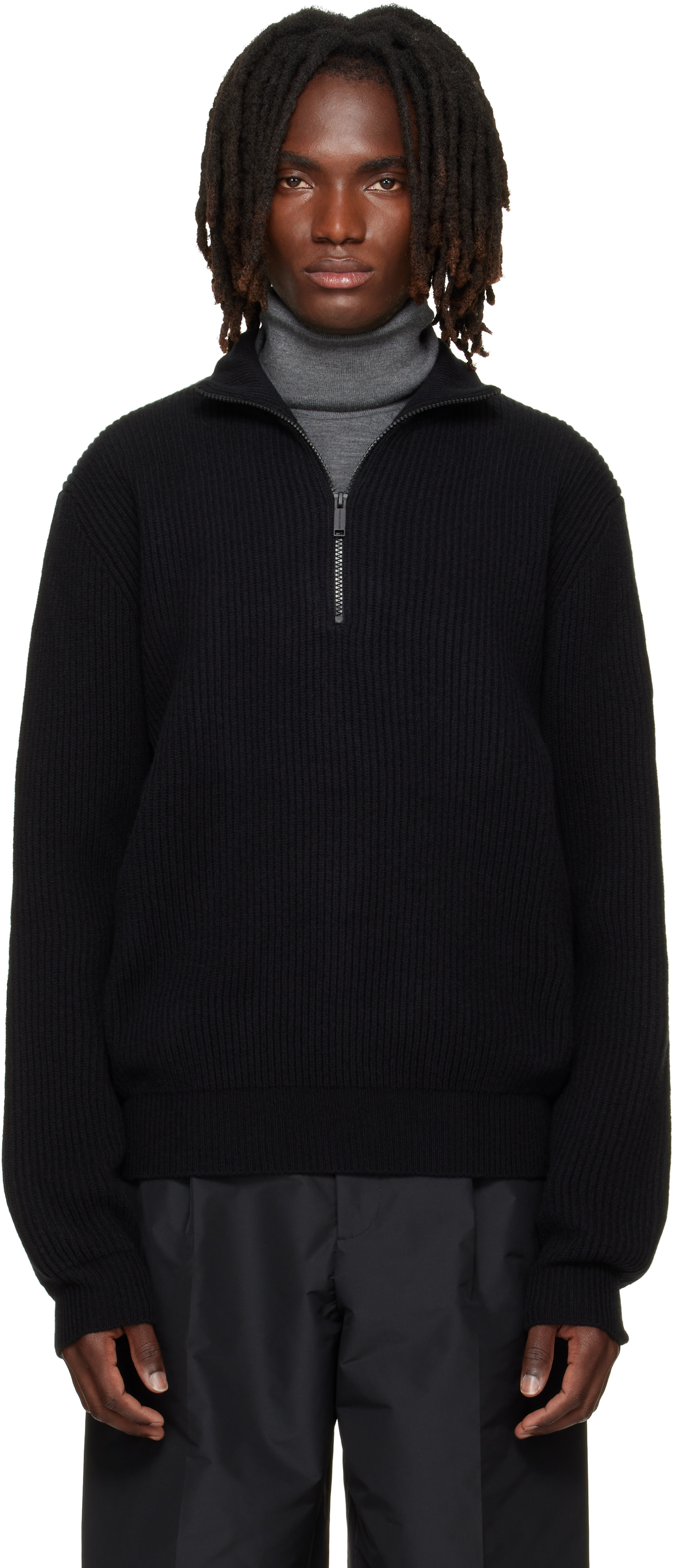 Canada Goose: Black Mckinney Knit Quarter Zip Sweater | SSENSE