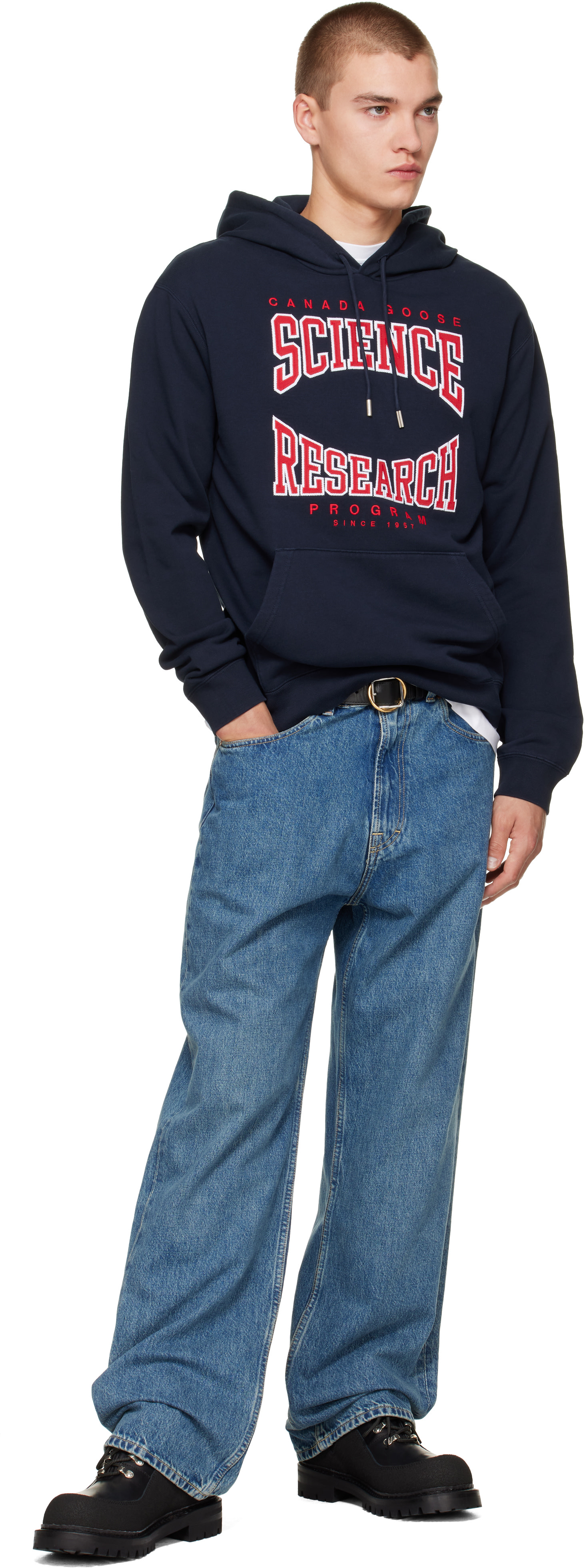 Canada Goose - Pull à capuche bleu marine à texte