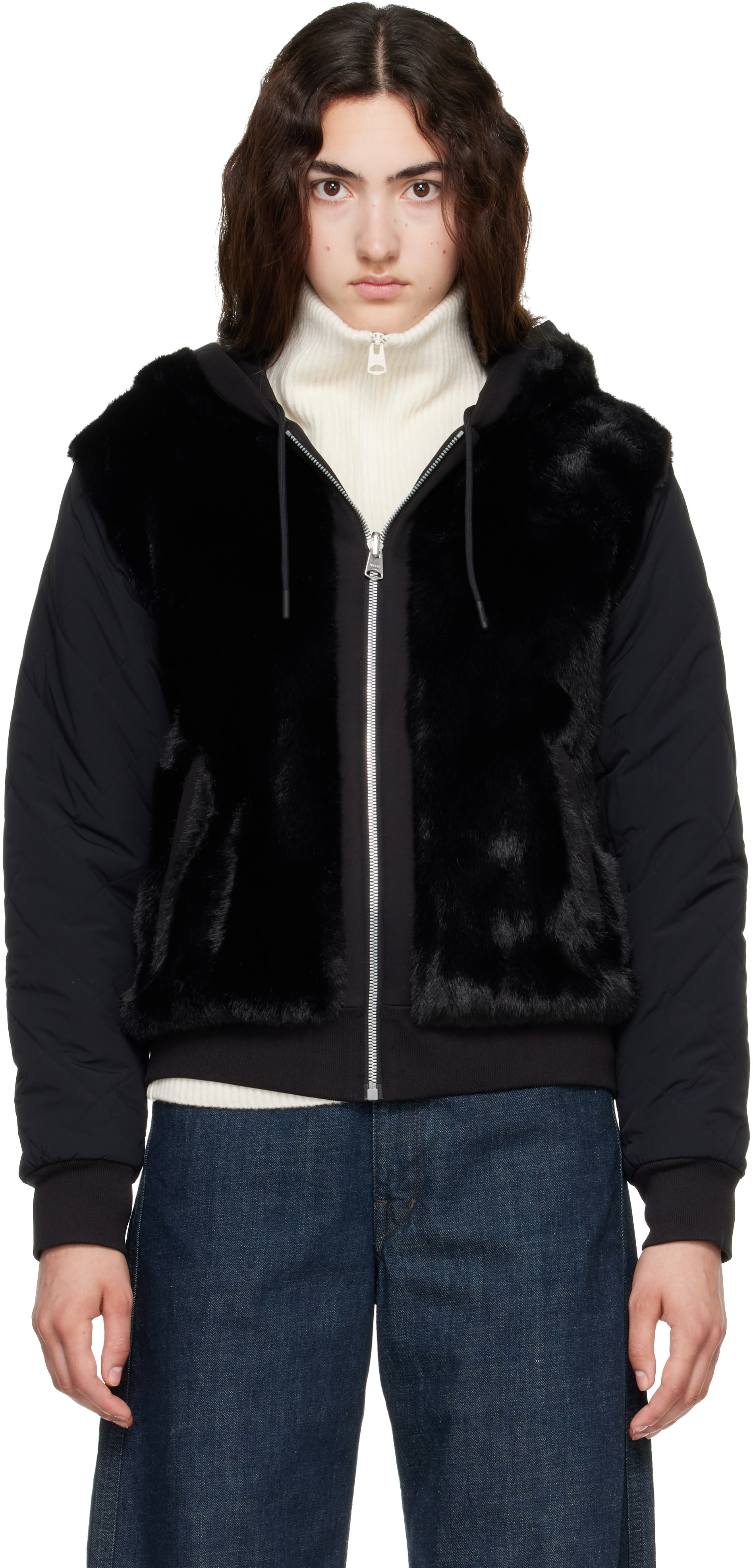 MACKAGE: ブラック Gwendal リバーシブル フェイクファー フーディ 