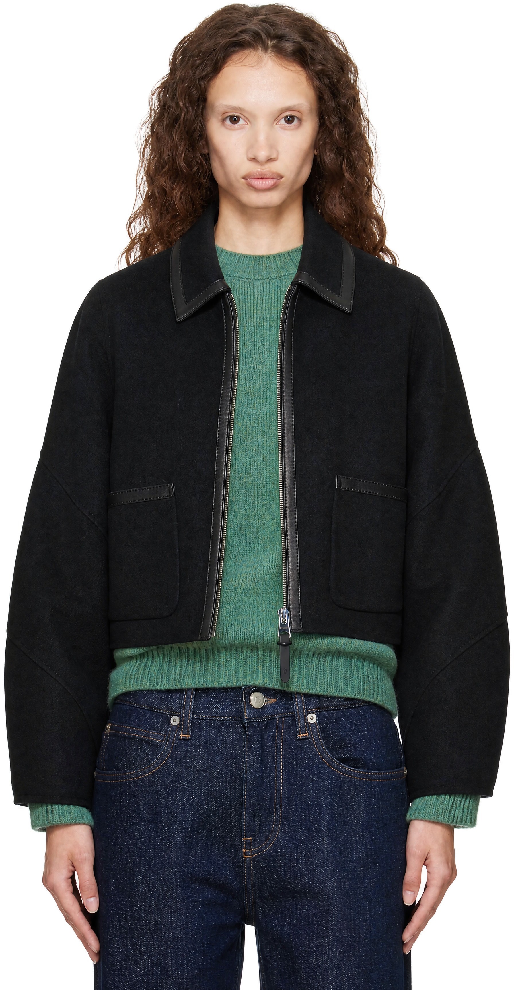 極美品✨セオリー ダウンジャケット ショート丈 モックネック ブラック 黒 S MACKAGE: ブラック SOLANA ダブルフェイス ウール バルーンスリーブ