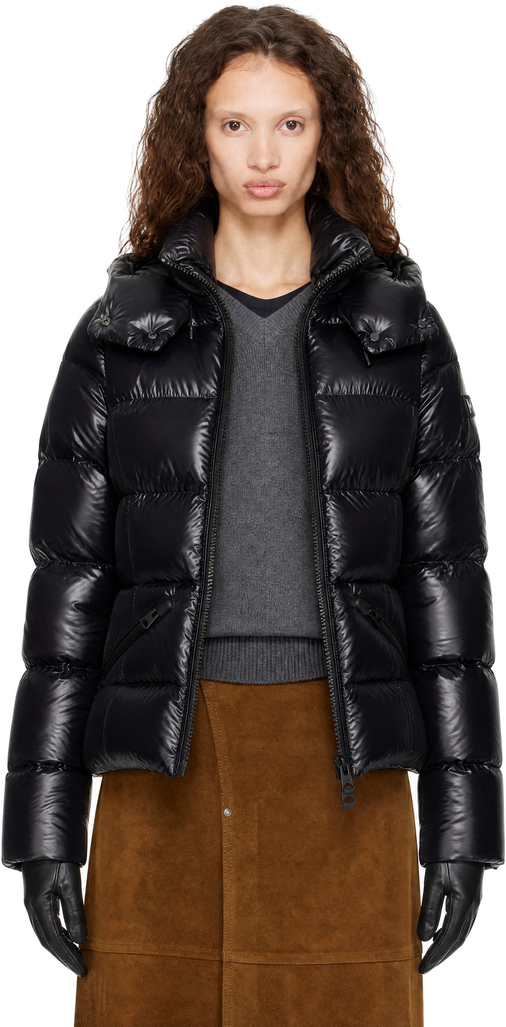 MACKAGE ダウンジャケット ブラック MACKAGE: ブラック MADALYN Lustrous フード付き ダウンジャケット