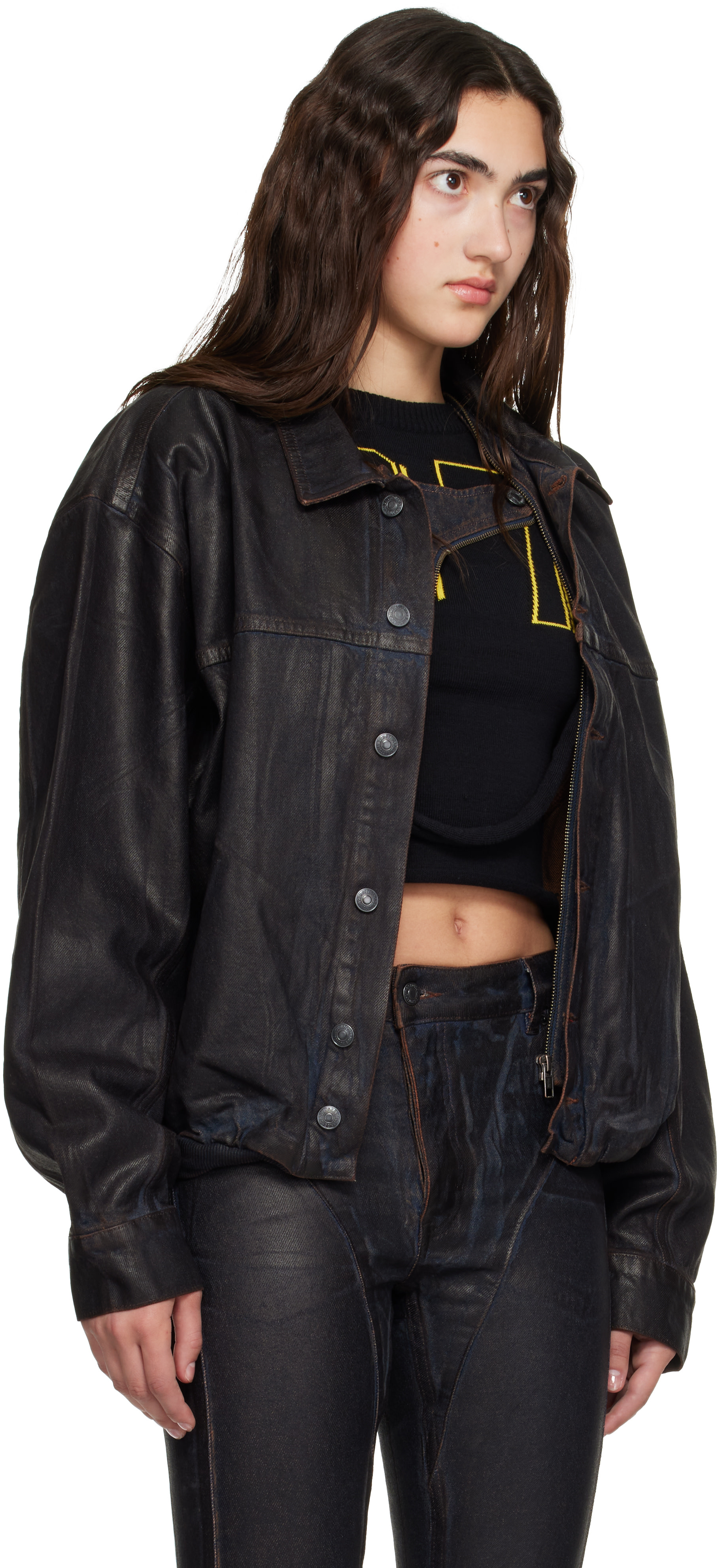 Ottolinger - Brown Glazed Flex Denim Jacket