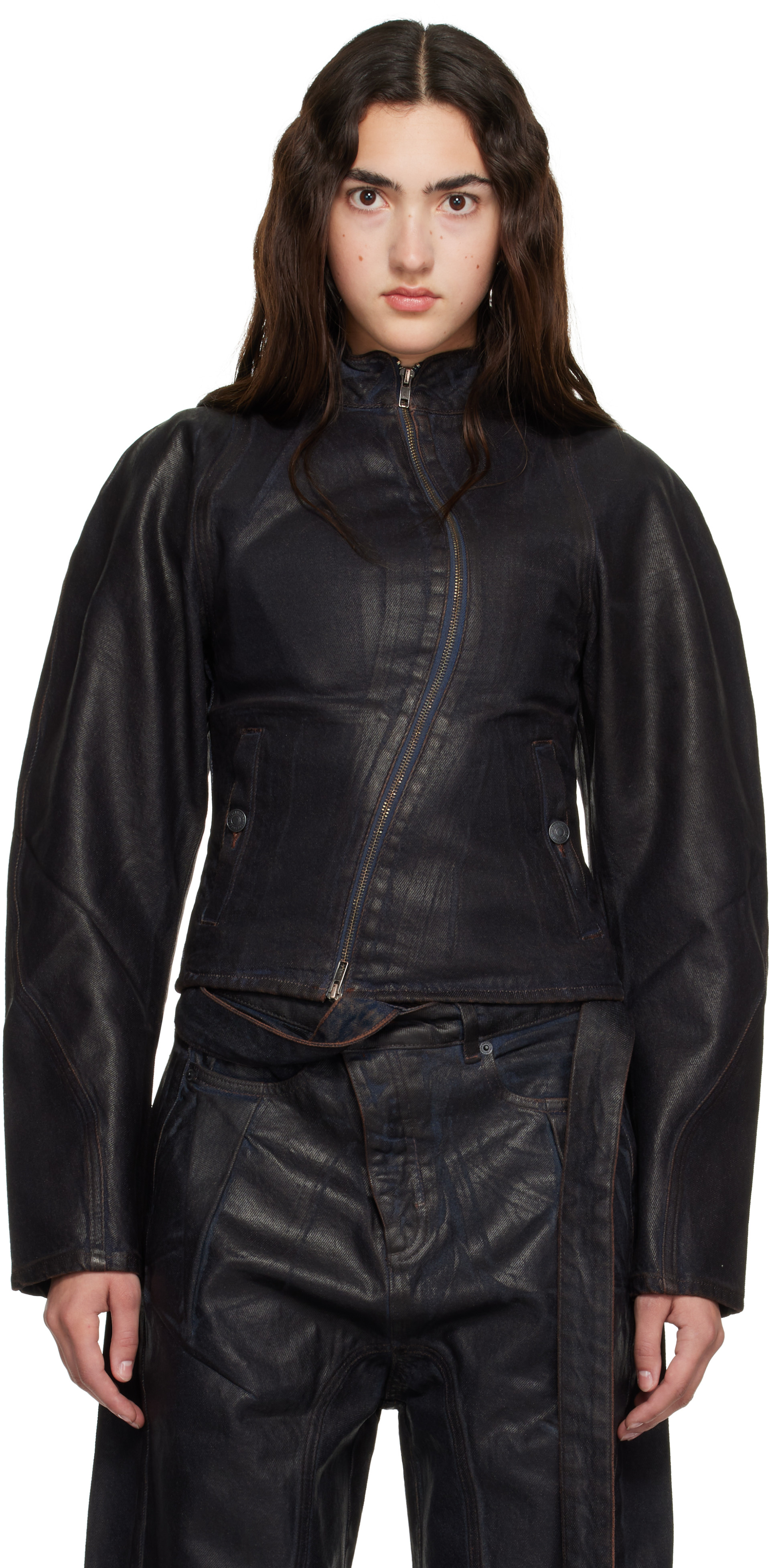 Ottolinger - Brown Glazed Curve Denim Jacket