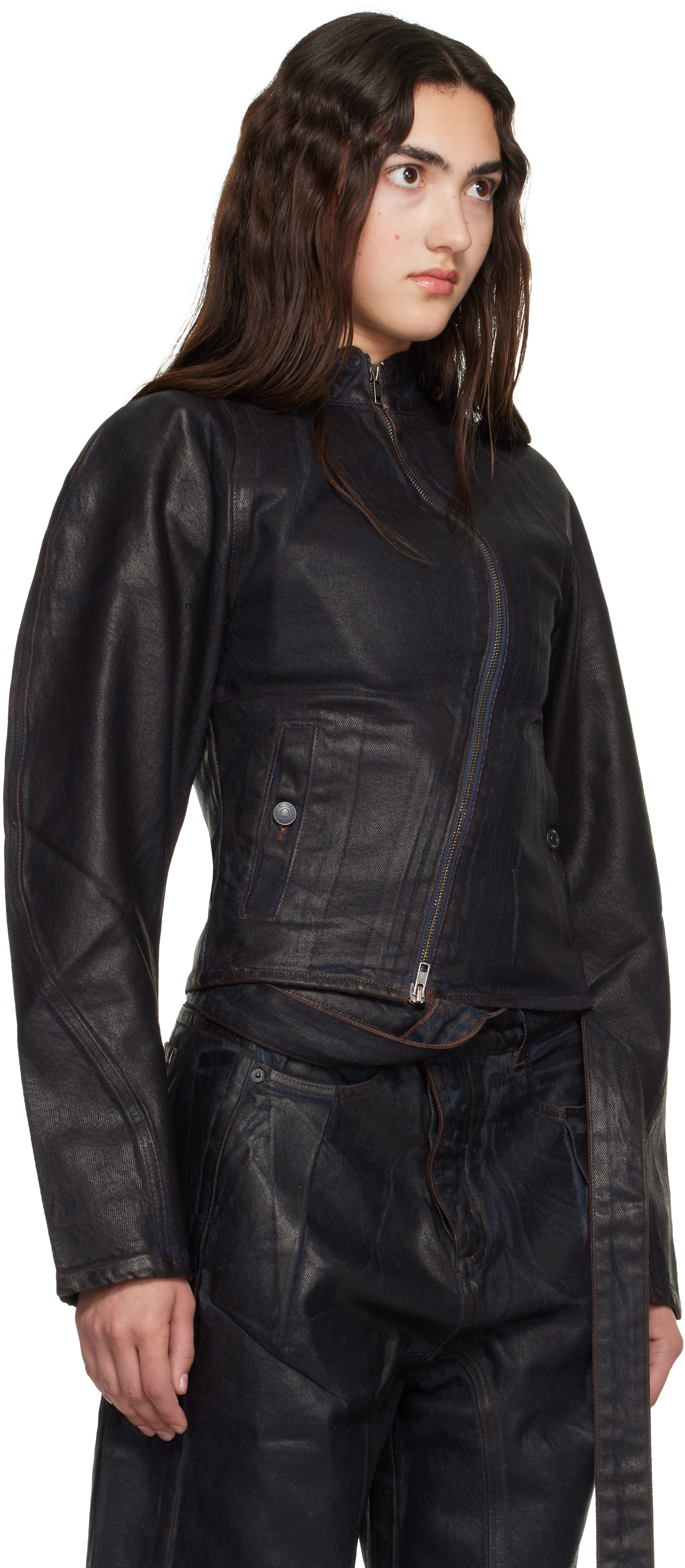 Ottolinger - Brown Glazed Curve Denim Jacket