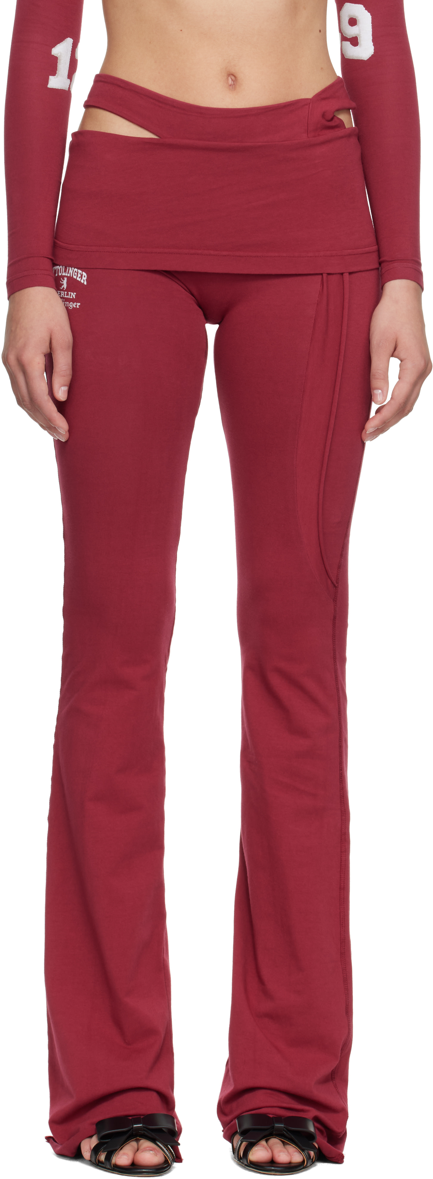 Ottolinger - Legging rouge à logo et à taille repliée