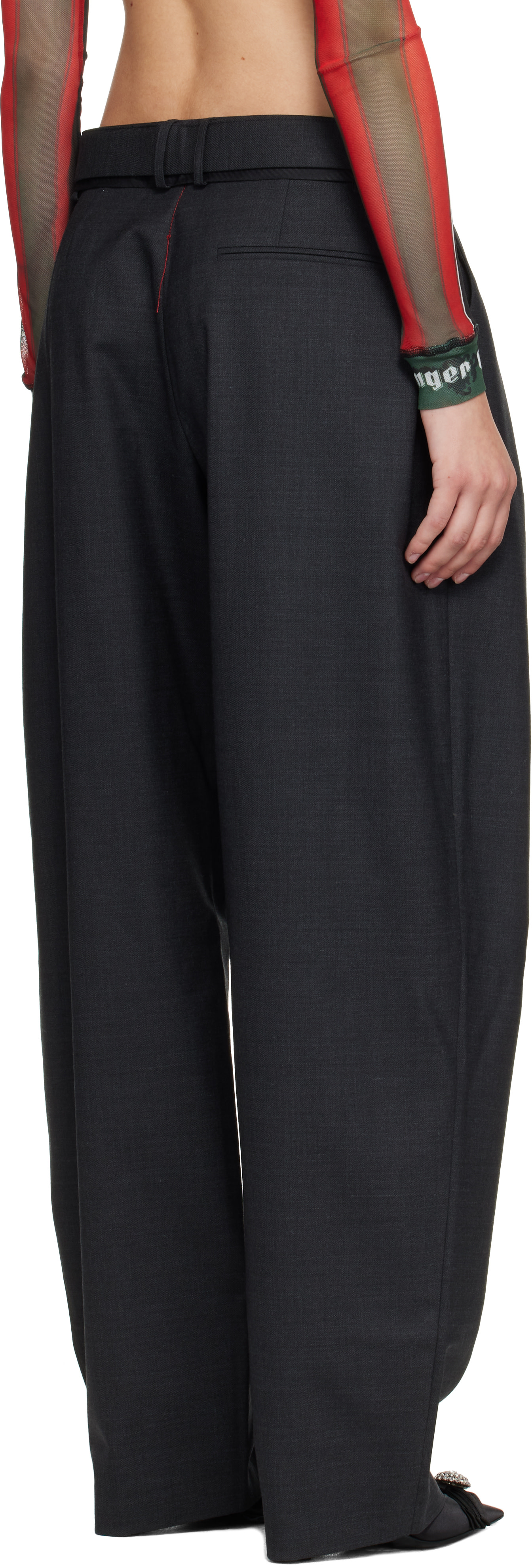 Ottolinger - Pantalon de complet ample gris à sangles