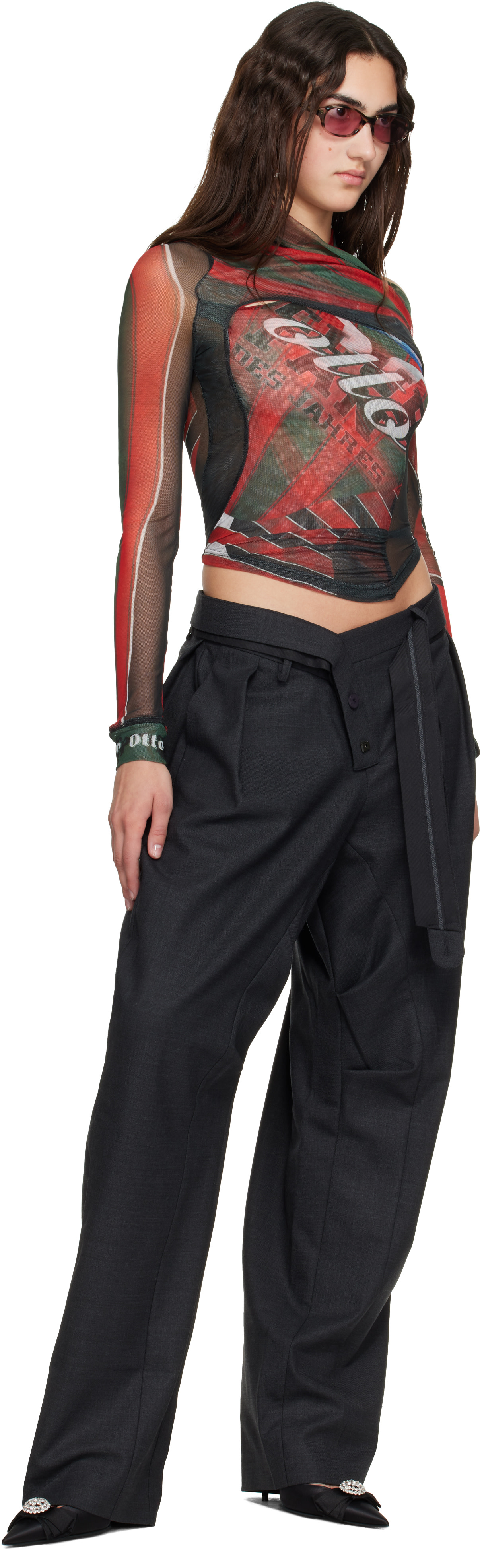 Ottolinger - Pantalon de complet ample gris à sangles
