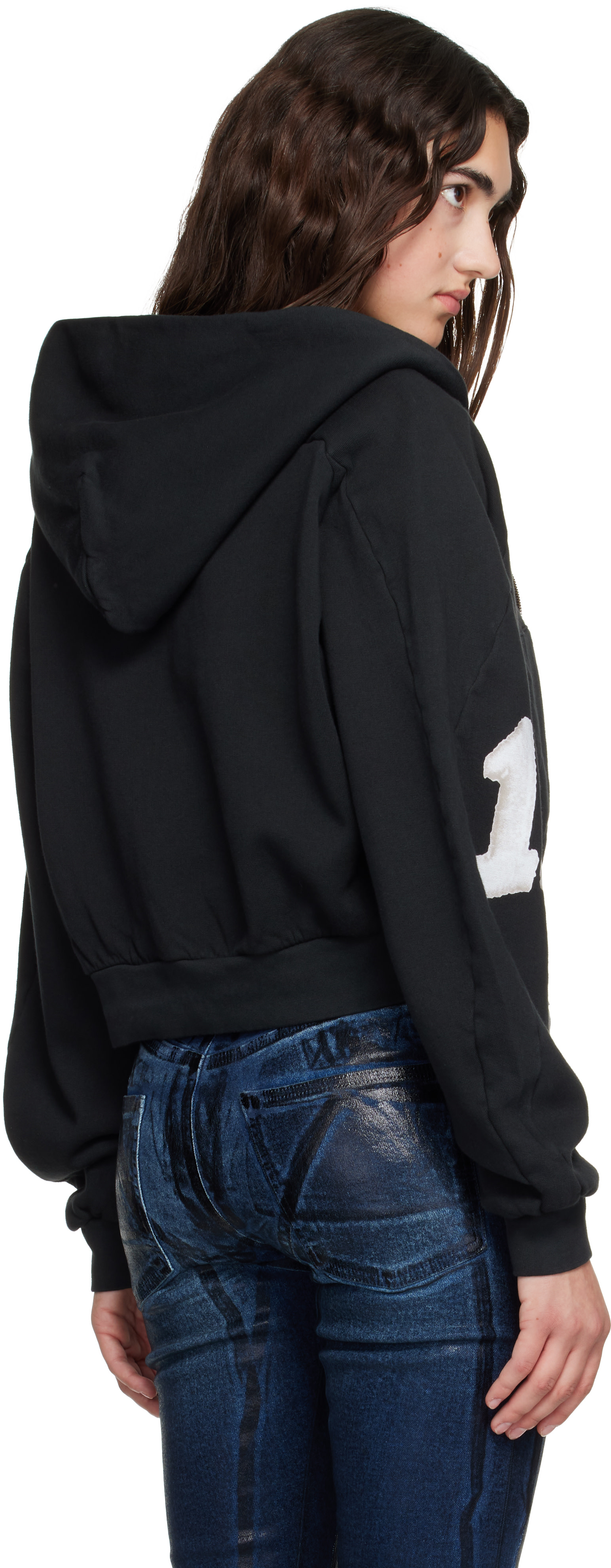 Ottolinger - Pull à capuche écourté noir à glissière