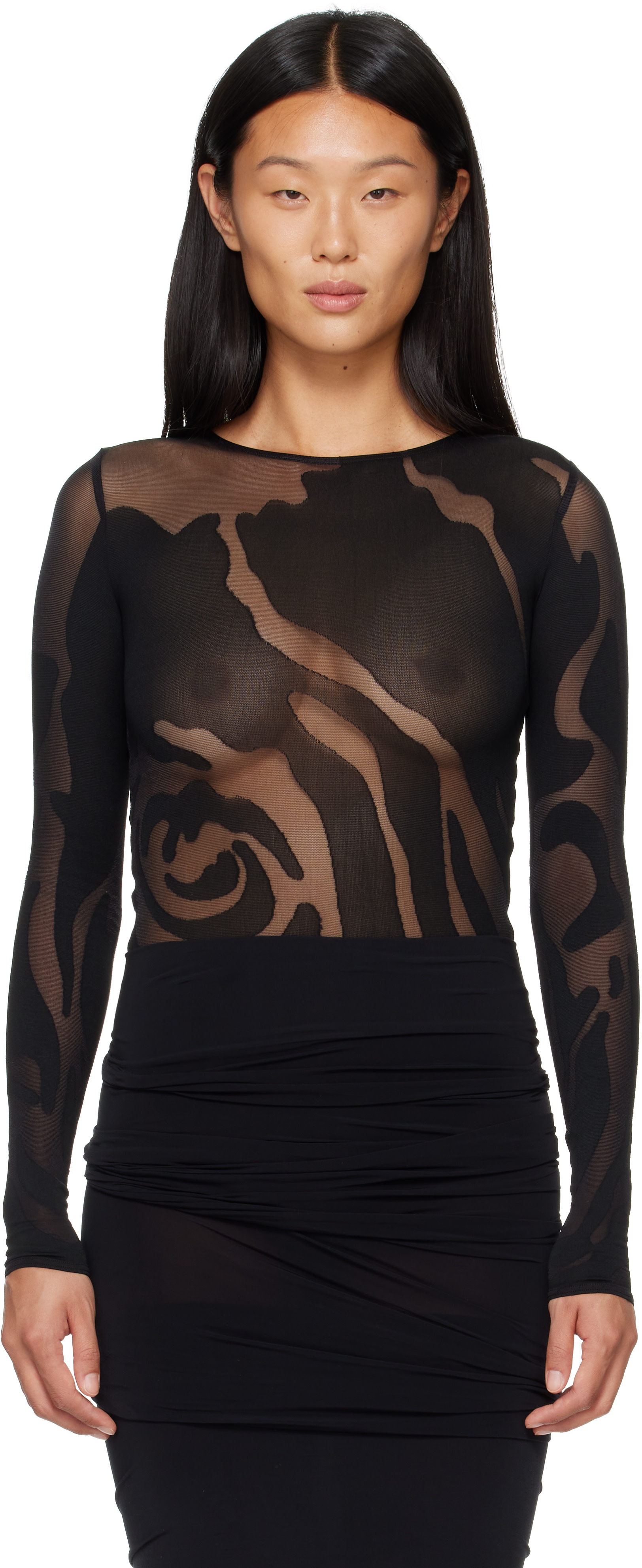 Wolford - Black Rose Shadow String Bodysuit