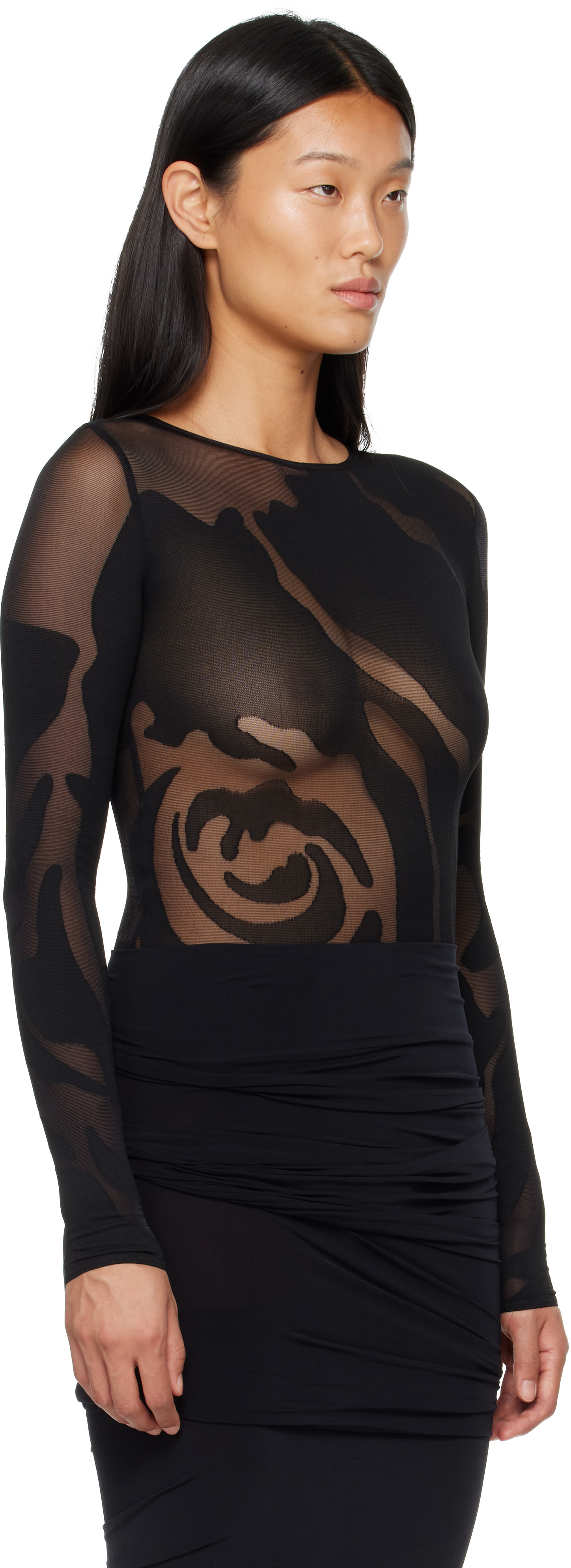 Wolford - Black Rose Shadow String Bodysuit