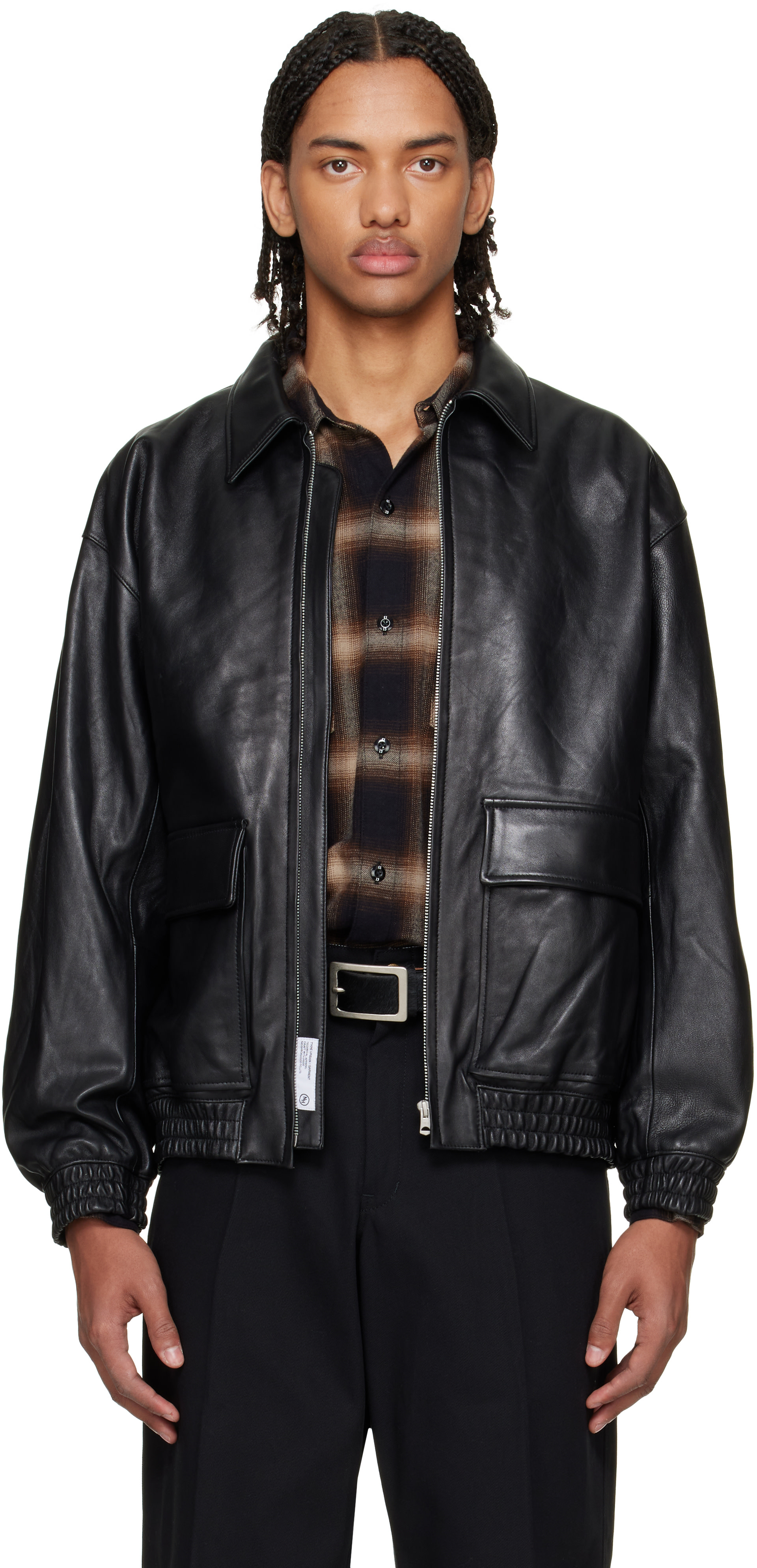 Neighborhood - Black Leather Dad Jacket