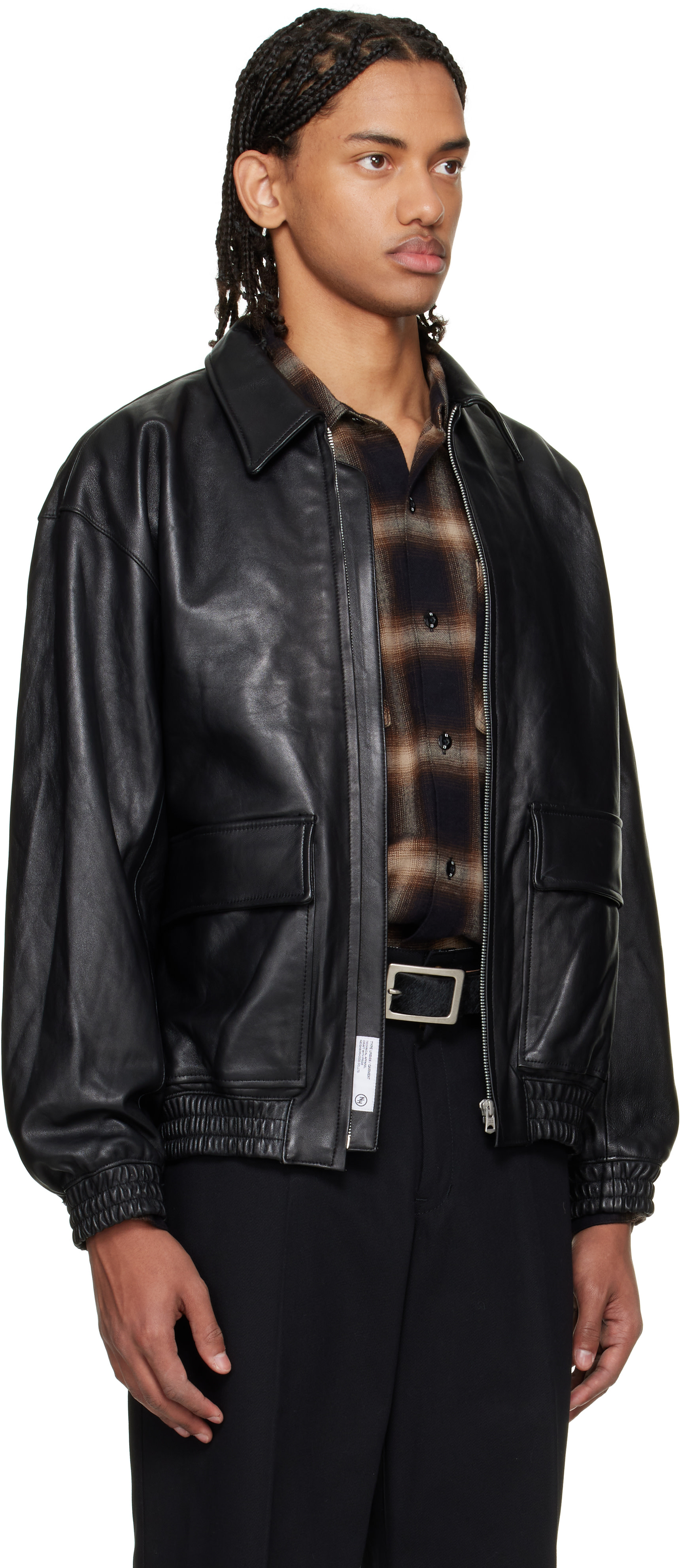 Neighborhood - Black Leather Dad Jacket