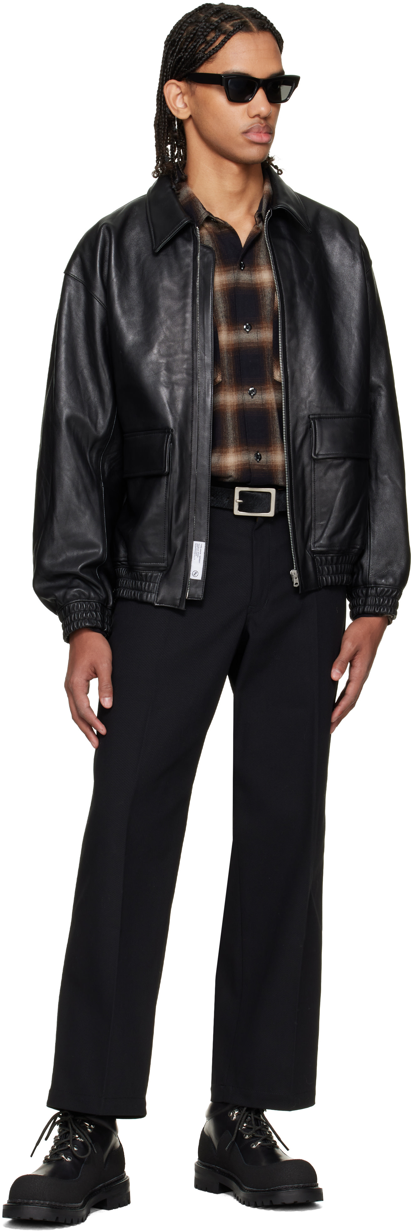 Neighborhood - Black Leather Dad Jacket