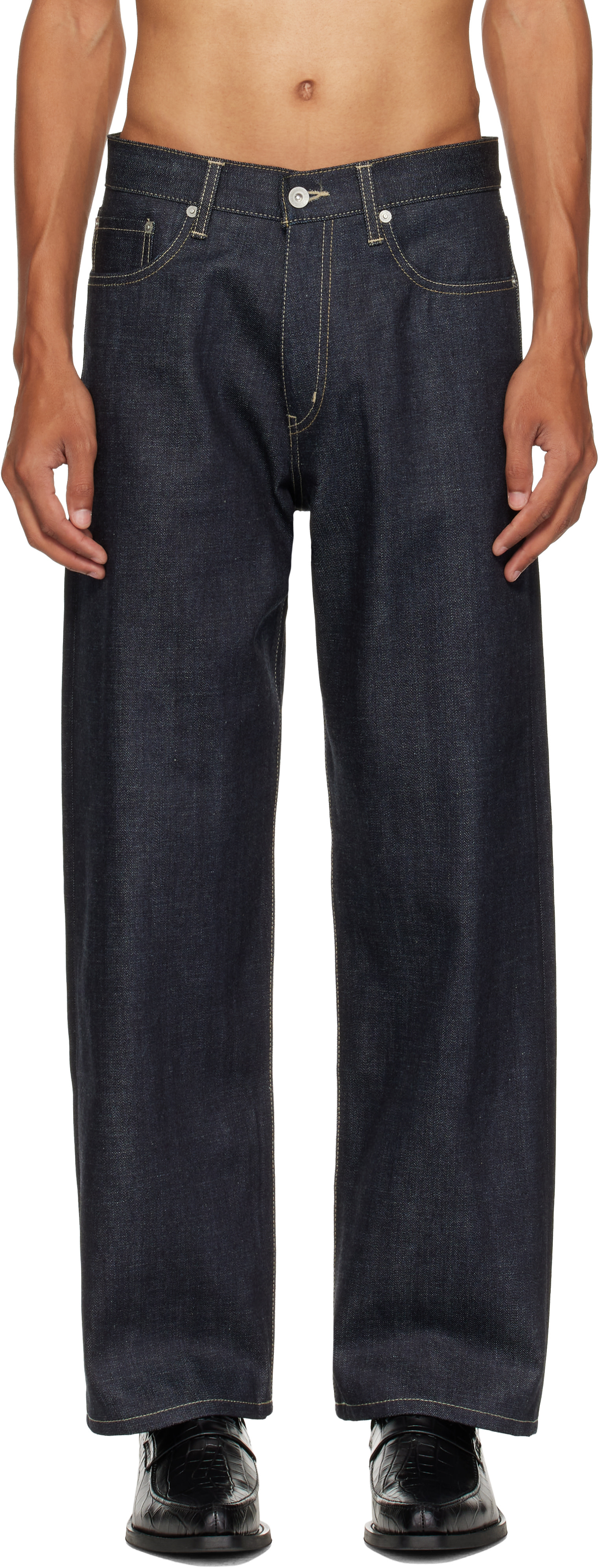 Neighborhood: ネイビー Rigid Denim Full Cut ジーンズ | SSENSE 日本