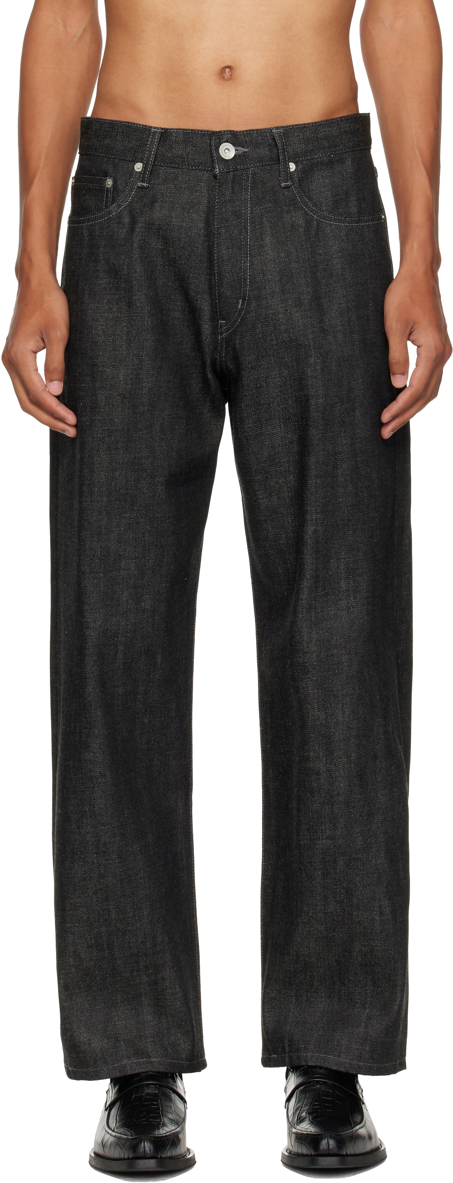 Neighborhood: Black Rigid Denim Full Cut Jeans | SSENSE Japan