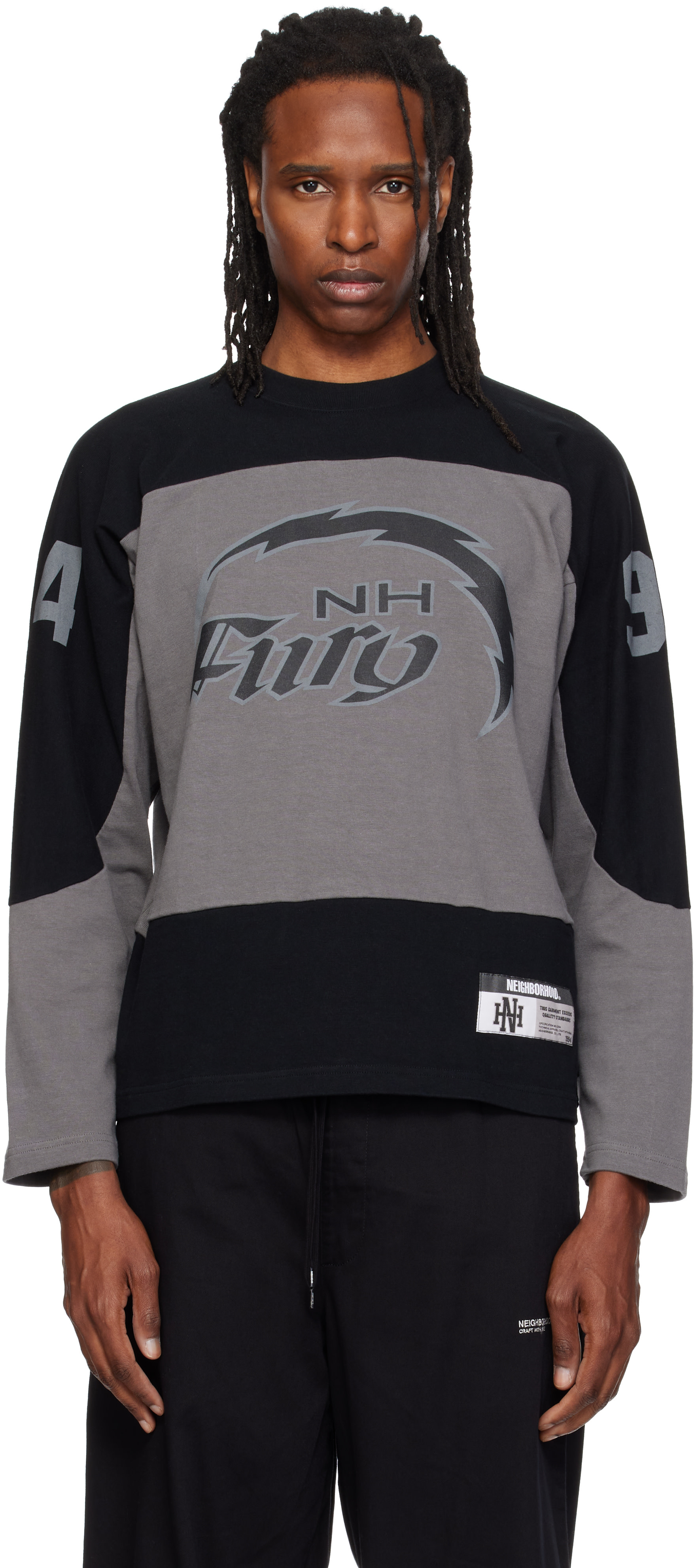 Neighborhood: グレー＆ブラック Hockey Tシャツ | SSENSE 日本