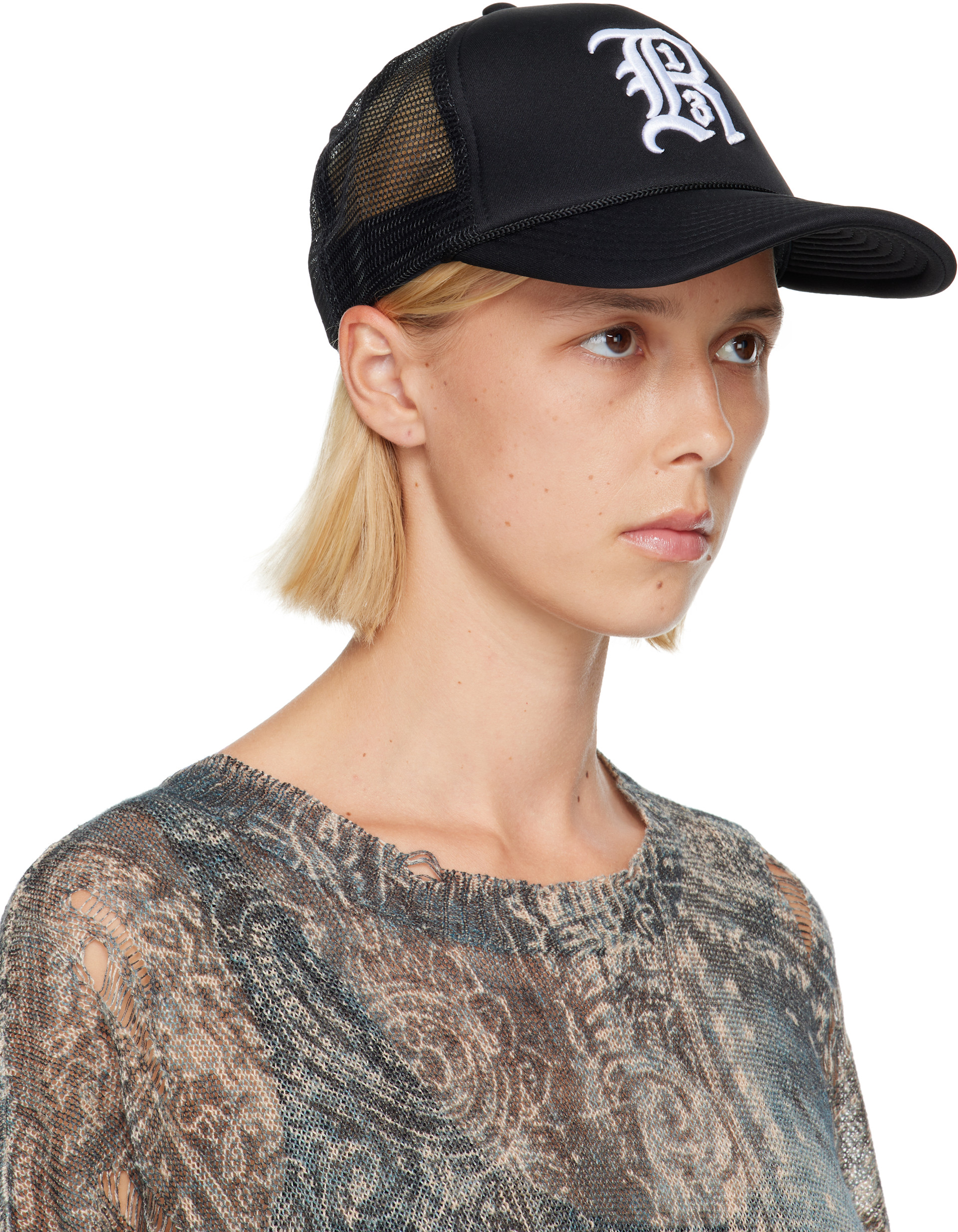 R13: Black 'R13' Trucker Hat | SSENSE