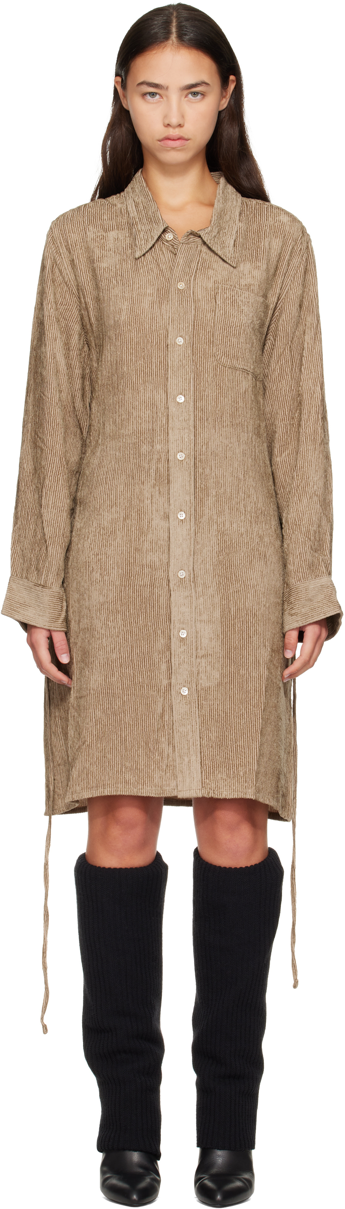 R13 - Robe midi de style chemise kaki