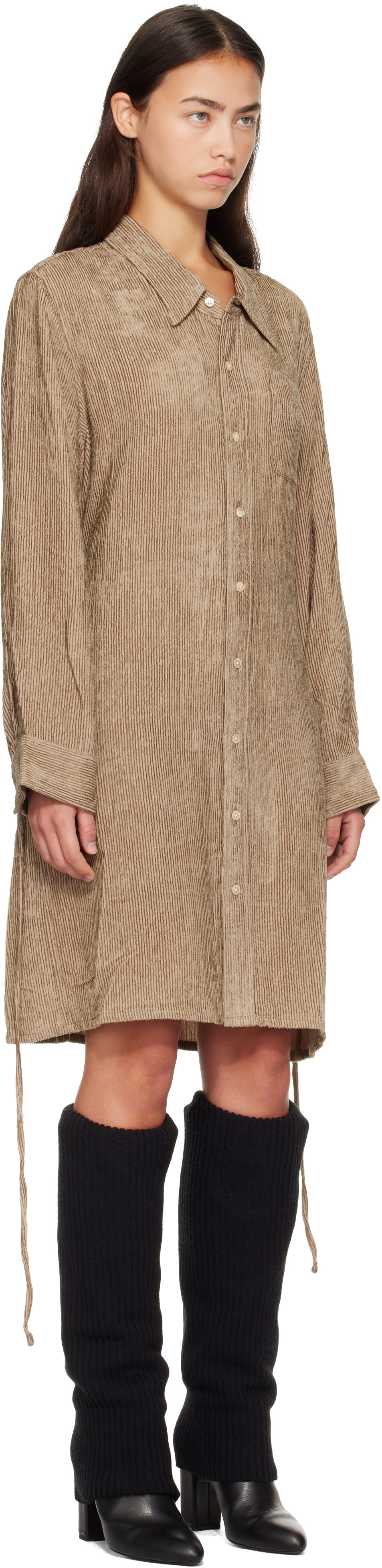 R13 - Robe midi de style chemise kaki