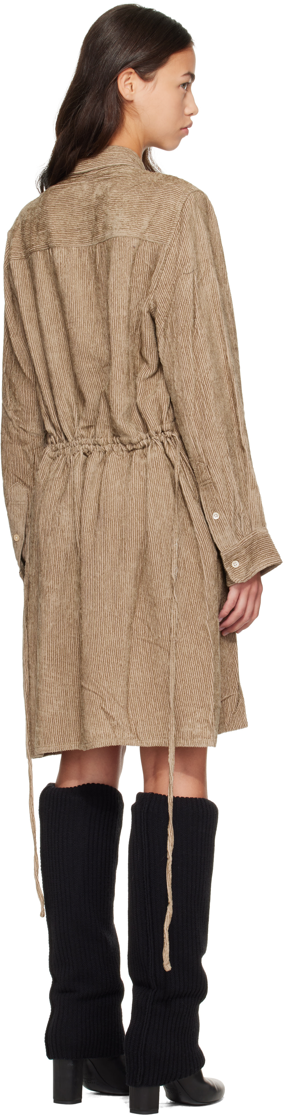 R13 - Robe midi de style chemise kaki