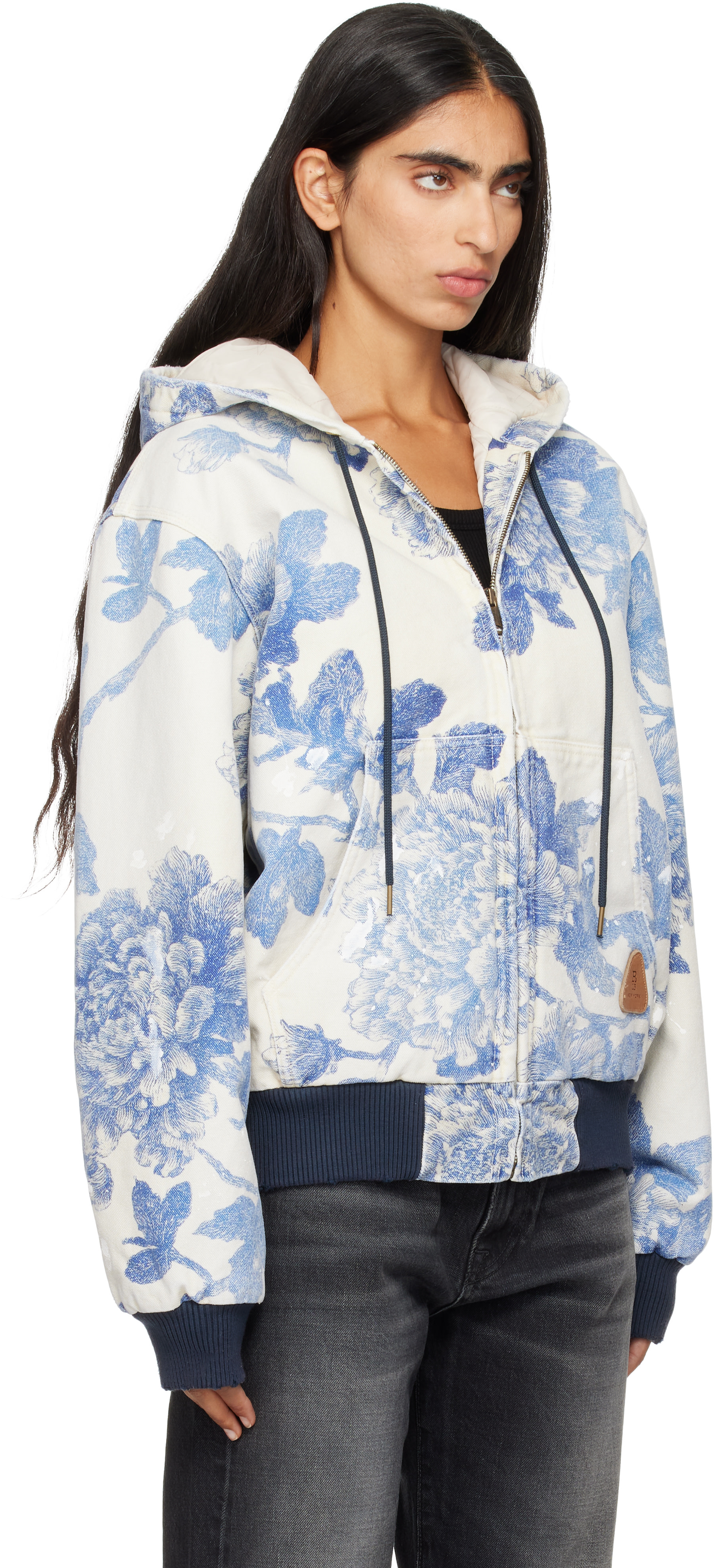R13 - Blouson de travail décontracté blanc et bleu